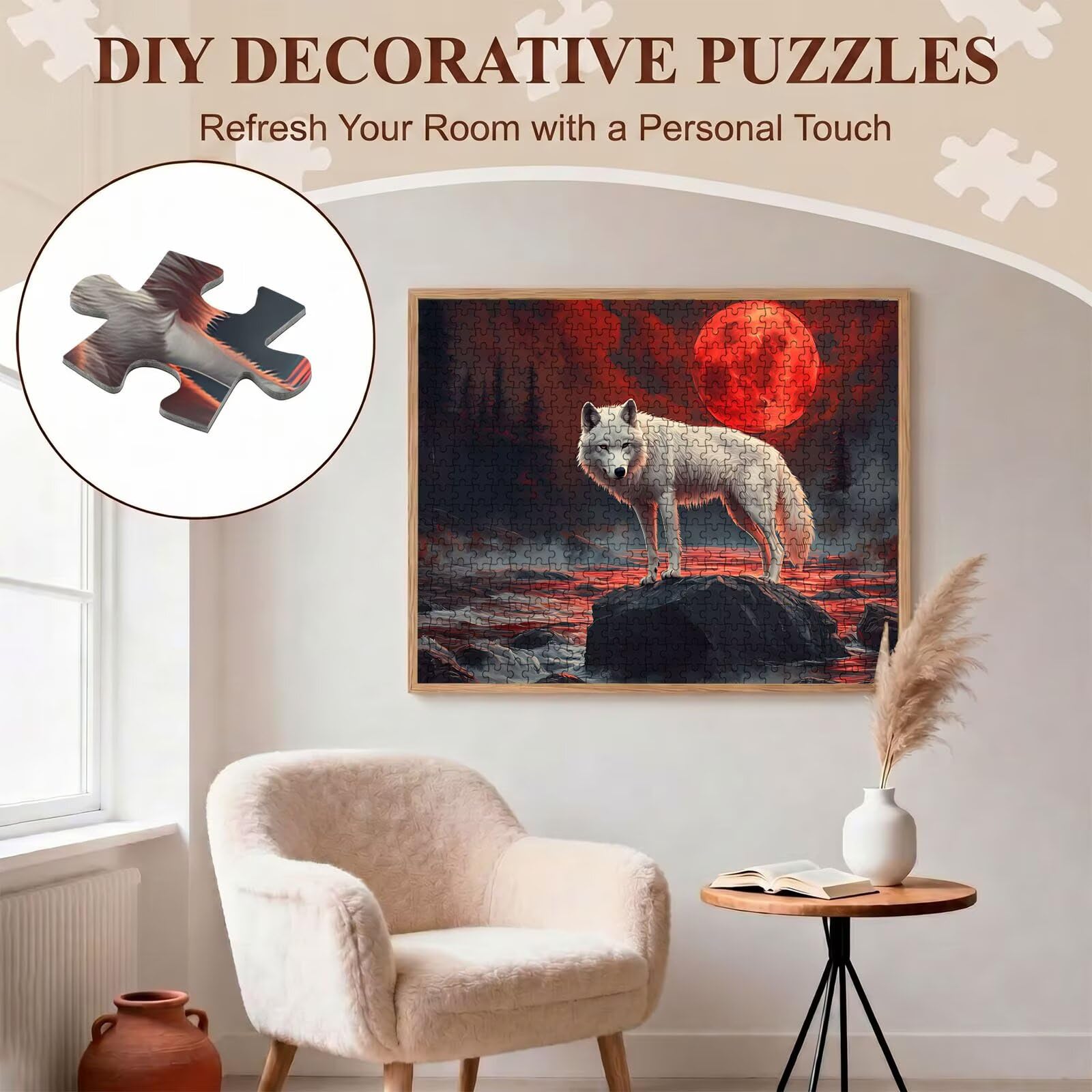 Puzzle 5000 Pezzi Classici, Puzzle Lupo luna 156 x 105 cm, Gioco Educativo e Antistress in Legno con Poster Incluso, Ttività DIY per Famiglia, Regalo per Appassionati, Decor Parete Casa, f0-609