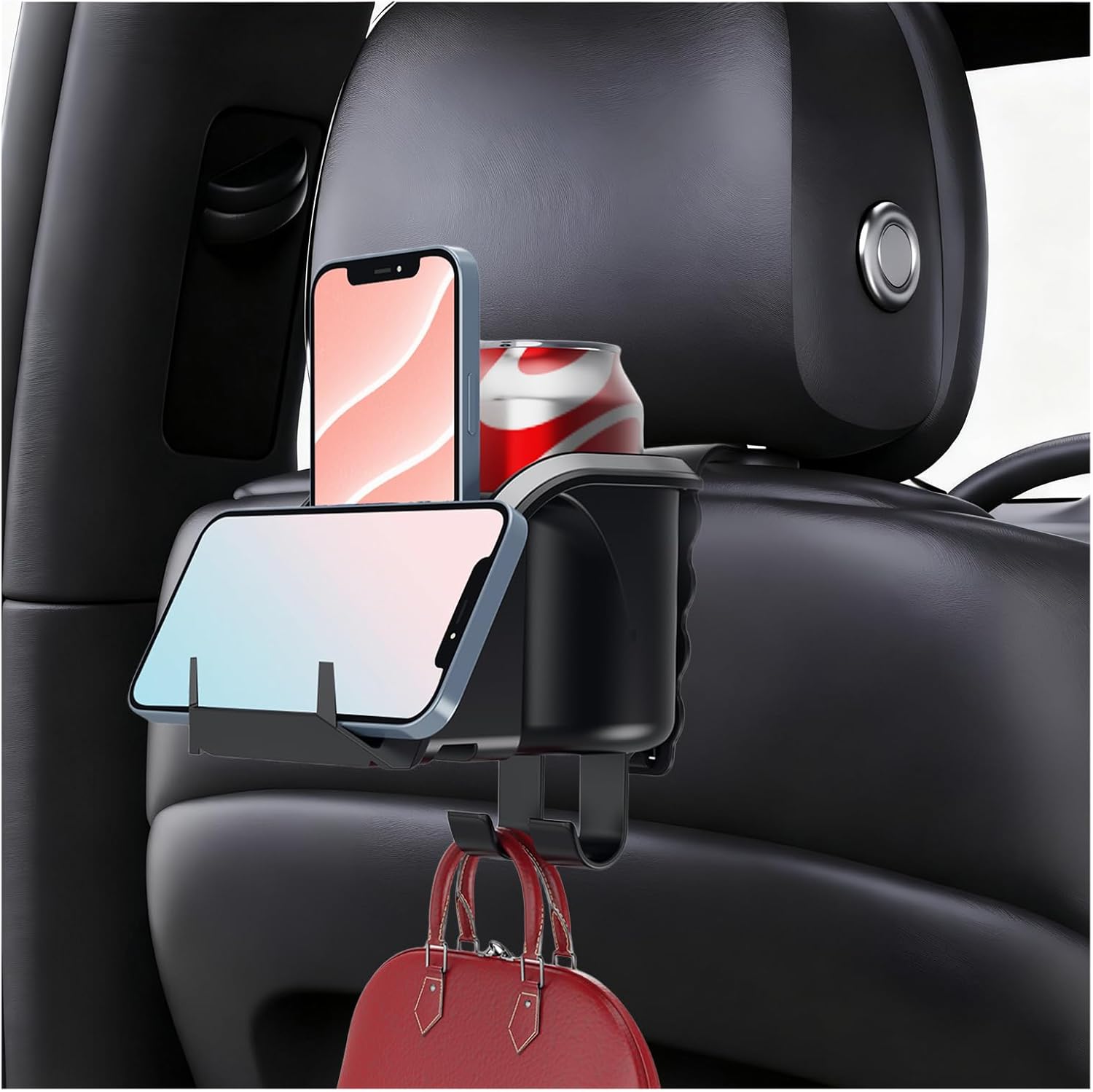 New Headrest Cup Holder for Back Seat,Versatile Car Headrest Hook Holds Cups Phones Purses,Universal Back Seat Cup Holders for Cars as Backseat Car Organizer for Most Vehicles