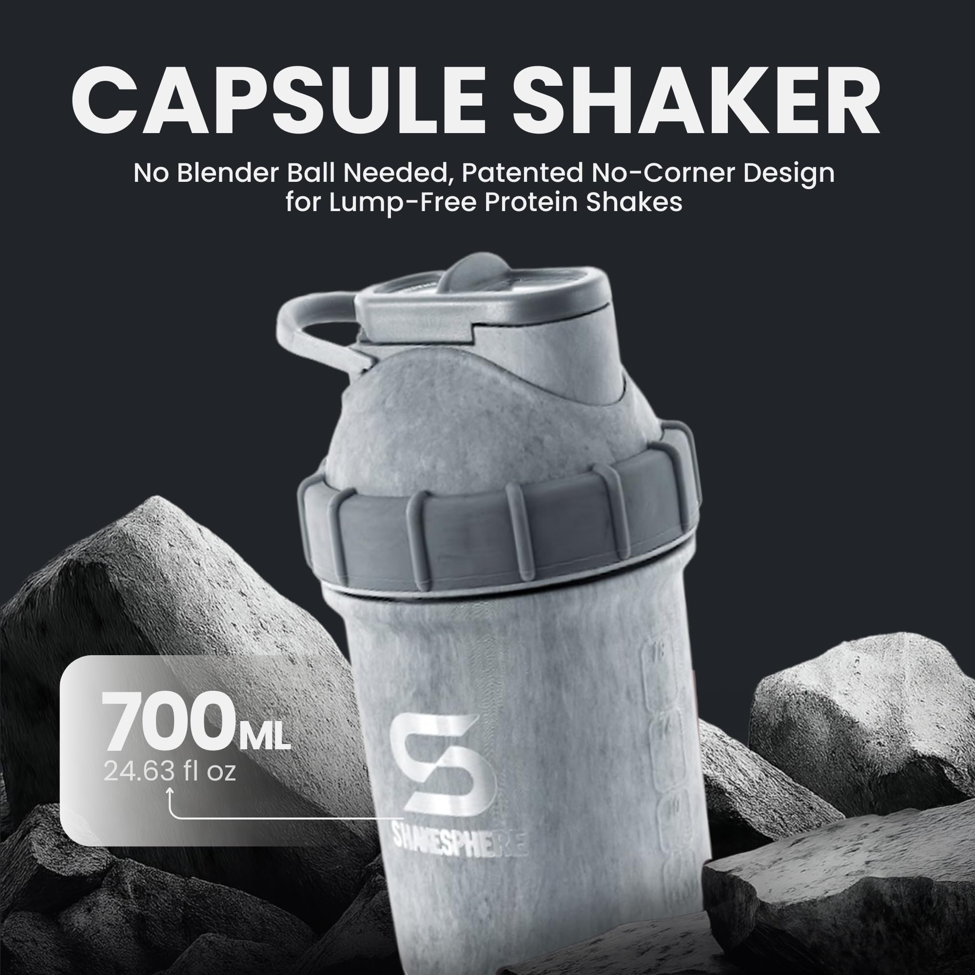 SHAKESPHERE Shaker à protéines isolé en acier inoxydable de 680 g