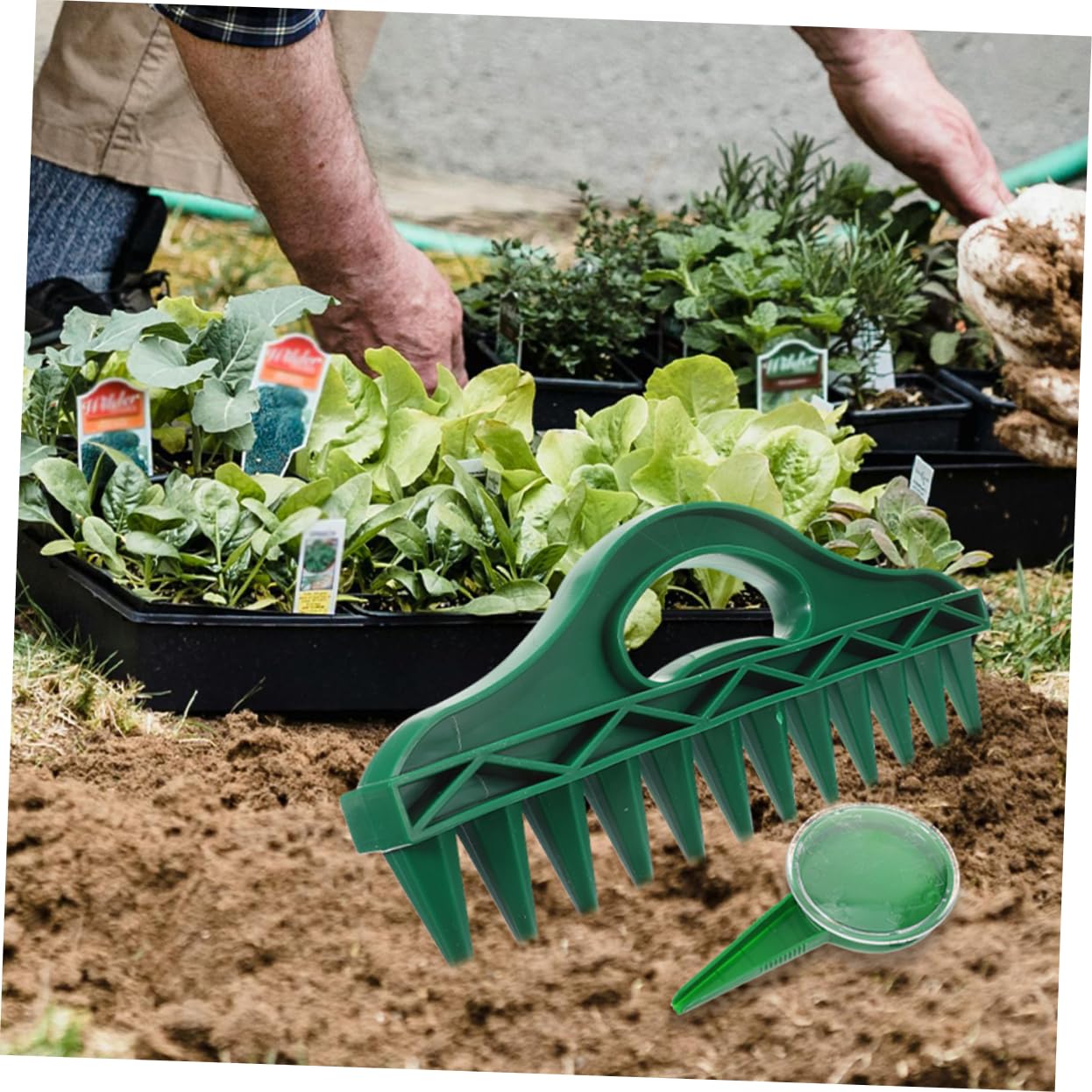 Dibber per Piantare 2 Set Plastico Verde per Terreno | Scavo Fori nel Suolo, Uso in Orto e Parcelle, Formato Pratico per Semina