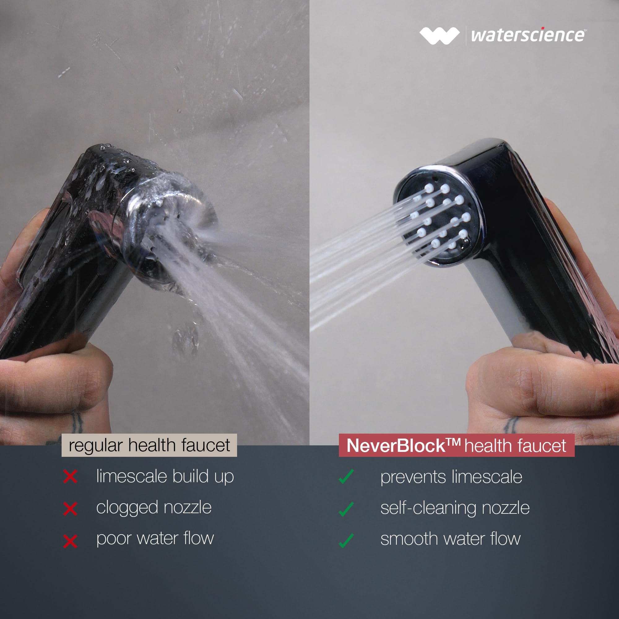 WaterScience NeverBlock™ Health Faucet for Toilet | Jet Spray | Self-Cleaning | Without Hose | Up to 40% Water Saving | Chrome Finish - PURO-HFS-625 3