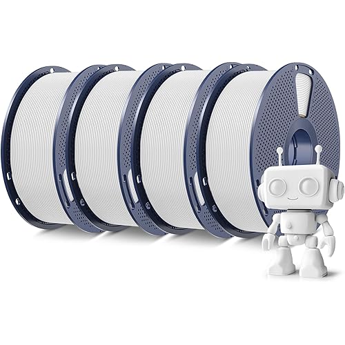 SUNLU 4KG High Speed PLA Meta Filament Bundle, PLA 3D Printer Filament 1.75mm ±0.02mm, Tougher Neatly Wound 3D Filament, Individually Vacuum Packed, 4kg Total, 1kg per Spool, White