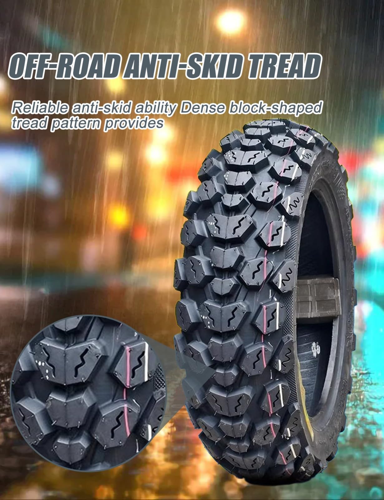 Neumático sin tubo para scooter/ciclomotor 130/70-12, llanta de 12 pulgadas, neumático resistente al desgaste, uso todo terreno, 6 P.R., 280 kPa, carga máxima 250 kg, 62 J