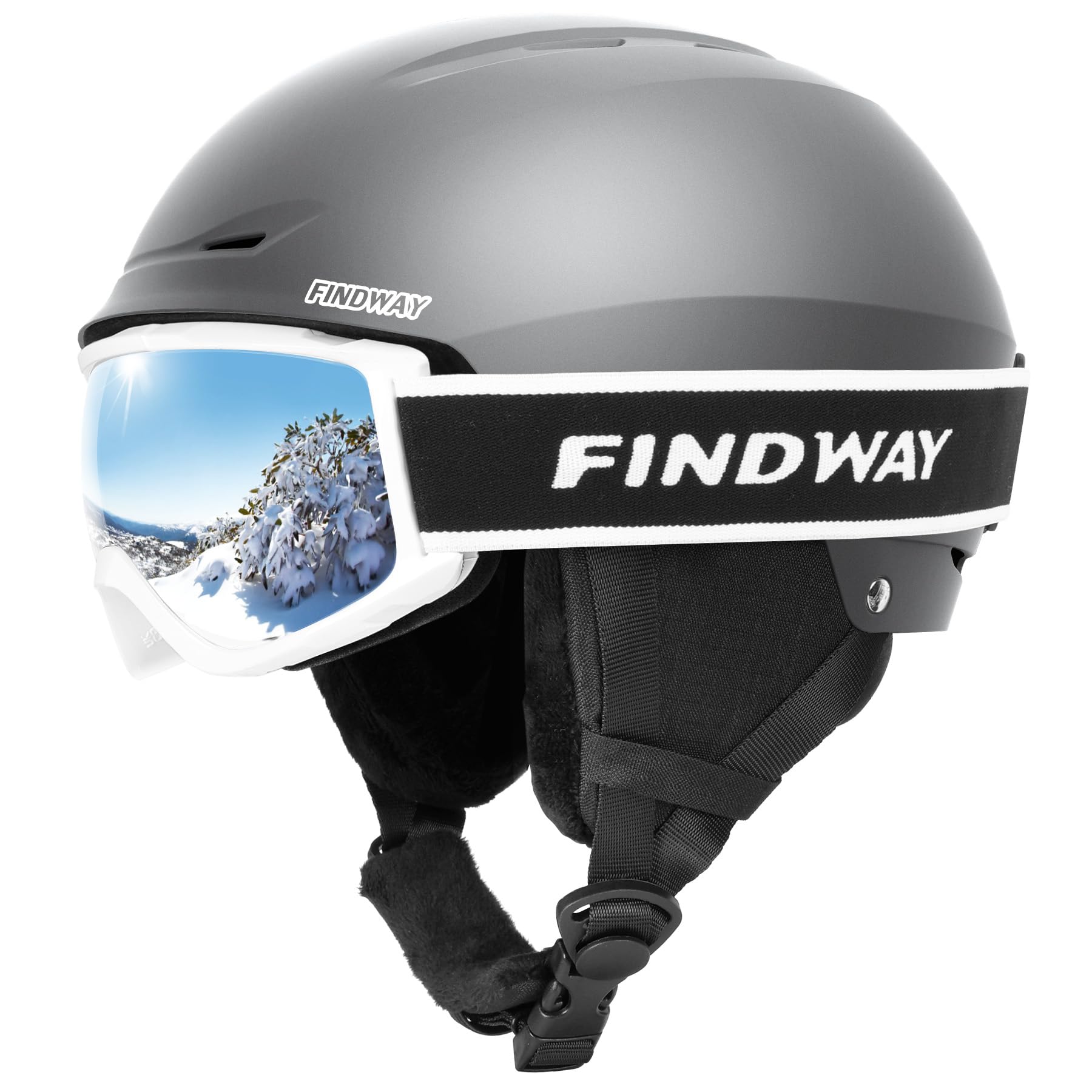 Findway Kit Casco Sci con Maschera Sci, Casco Snowboard con Occhiali Sci per Uomini Donne e Giovani UV400 Proteczione Set di Casco per Sport Invernali