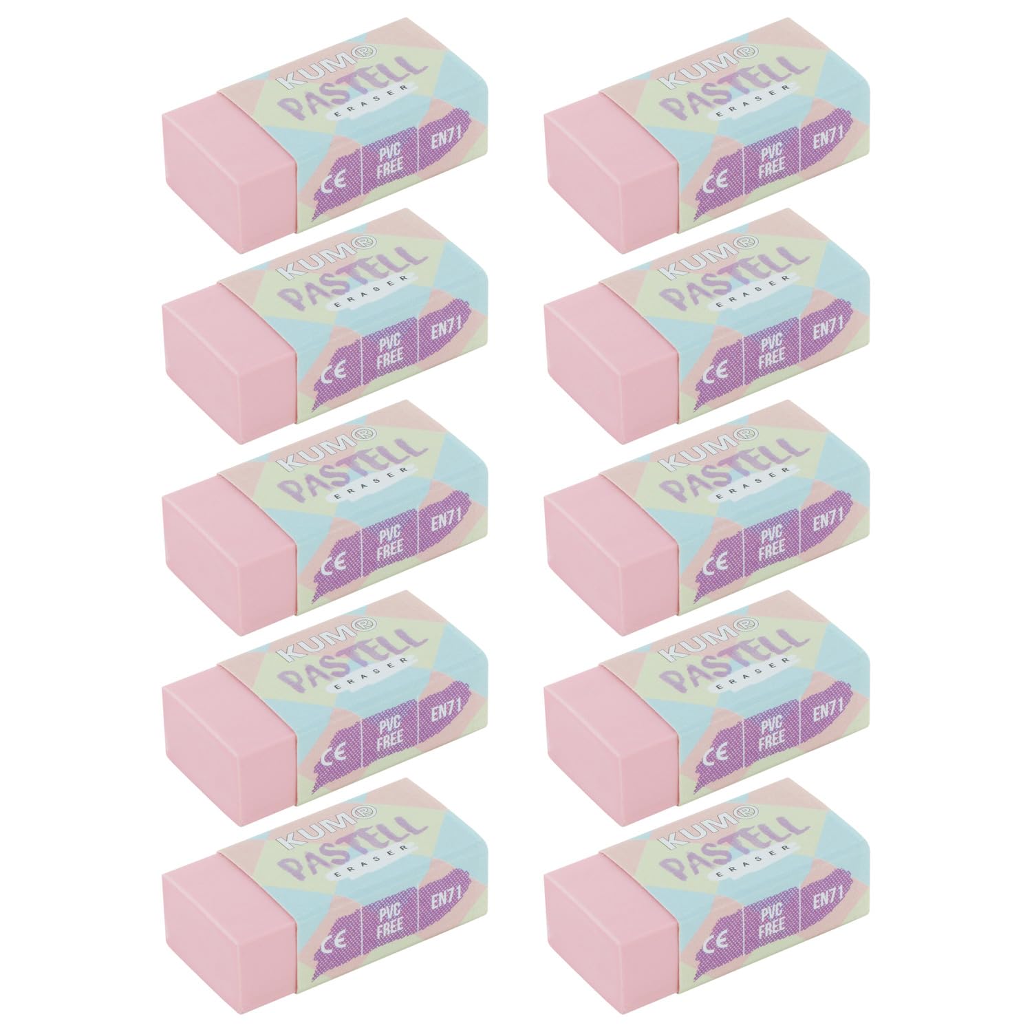 KUM AZ5091016-O - Eraser, Pastel Orange, Pack of 10, PVC-Free Eraser