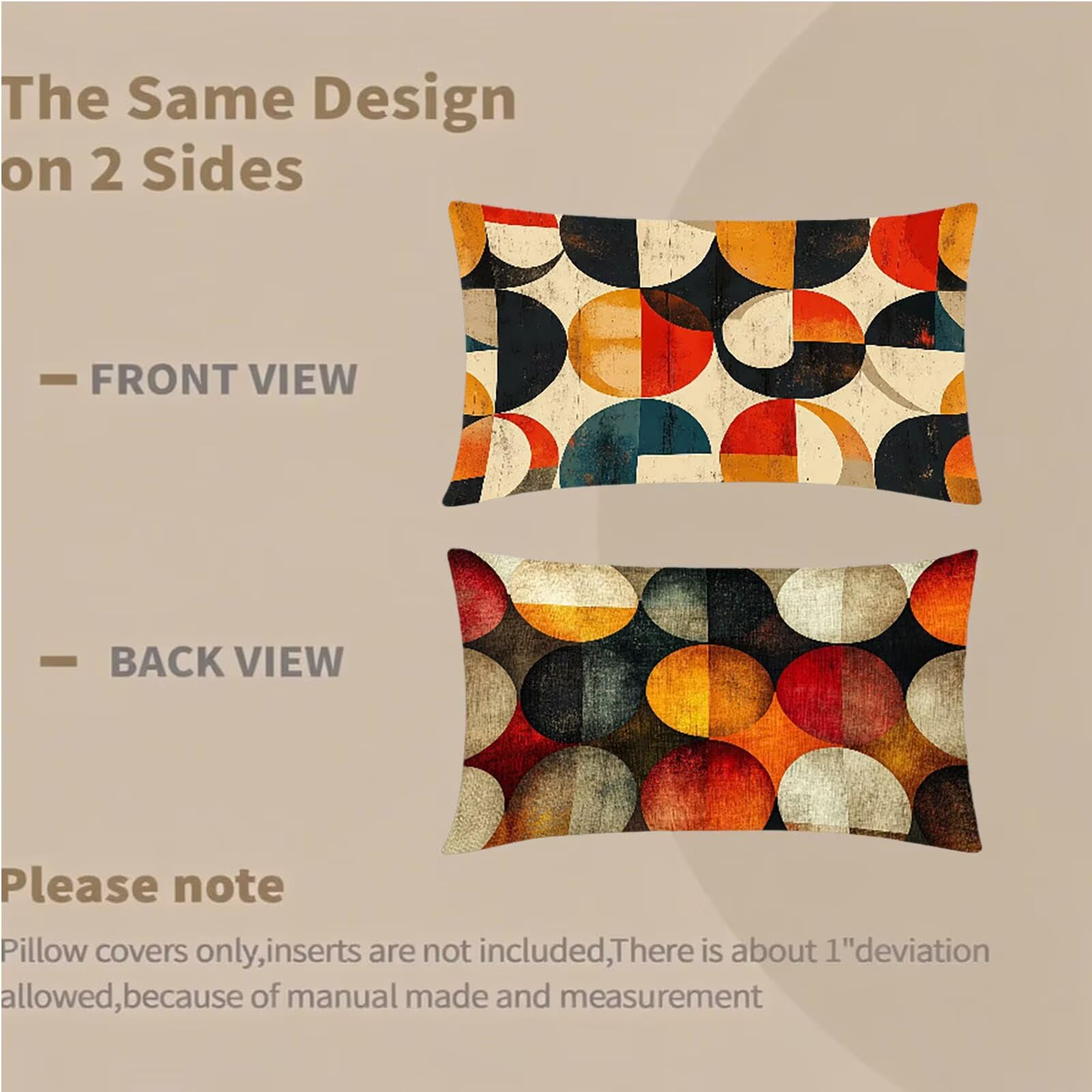 Federe Cuscino 60x80 Set di 2, Geometria Federe Cuscini Divano Lino, Rettangolari Copricuscini 60x80cm Con Cerniera Invisibile, Copricuscino per Camera Letto Casa Decorazioni Regalo, Nordico I-3083