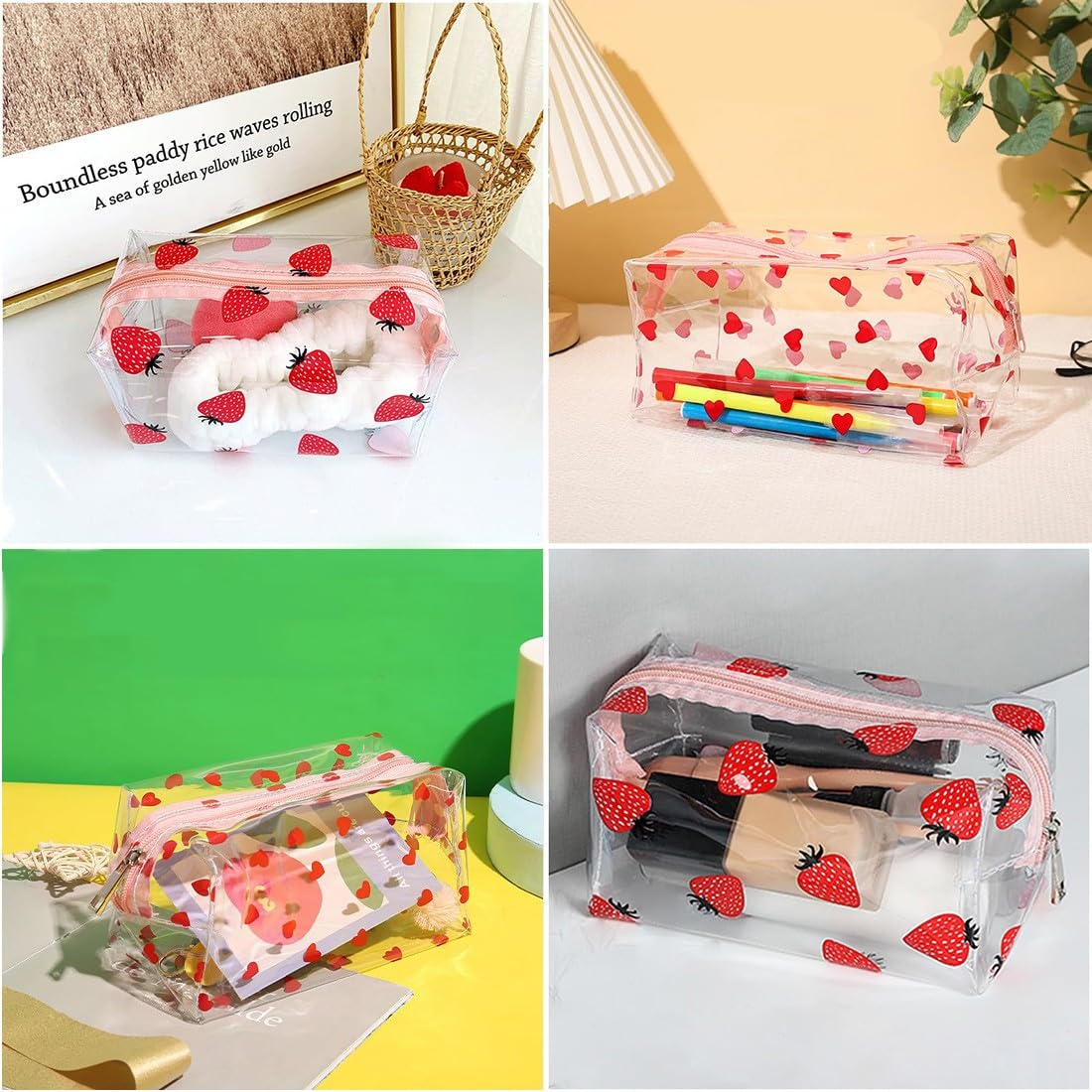 2 Pezzi Beauty Case Trasparente, Beauty Case da Viaggio Borse da Toilette Sacche Trasparenti da Aereo Trousse Trucchi con Cerniera Kit Viaggio Makeup Bag per Cosmetici Donna Uomo