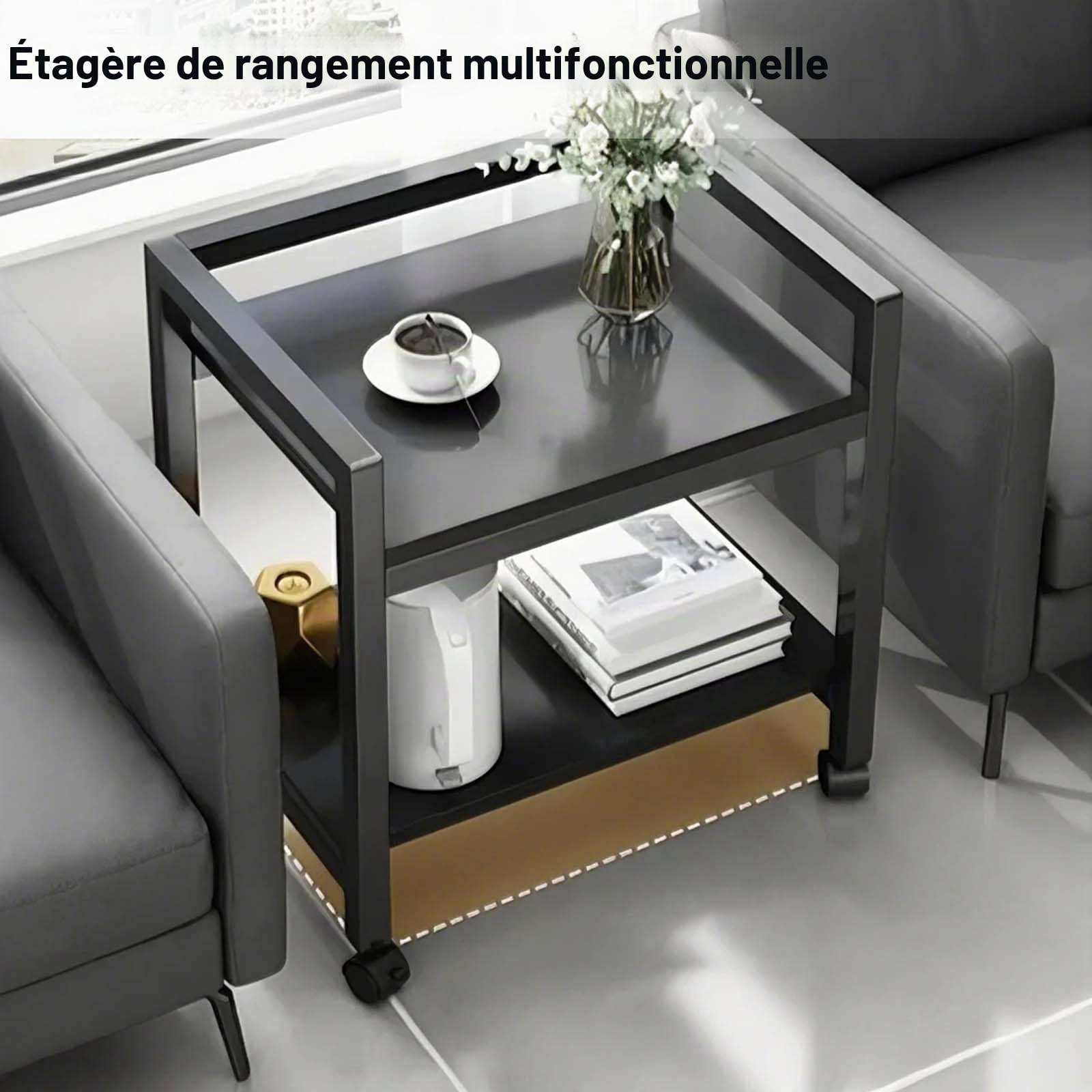 Garvee Support pour Tour PC et Imprimante à 3 Niveaux Hauteur Réglable | Chariot Métallique à Roulettes 360° Freinables, Rangement Sous Bureau Charge 30 kg, 69 x 51 x 30 cm, Noir