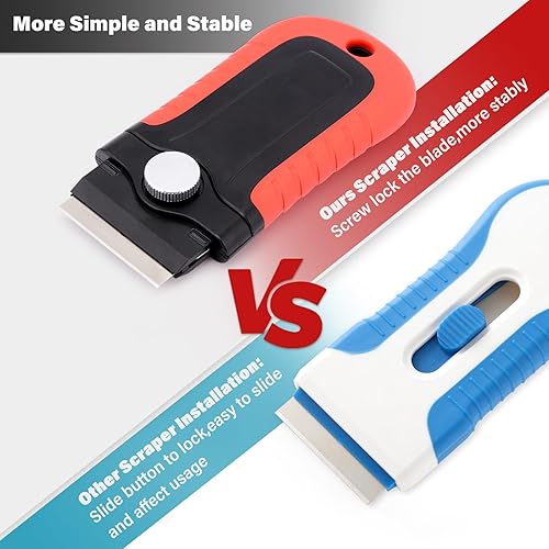 Vista 11 de Gomake Herramienta raspadora de hoja de afeitar con contenedor de almacenamiento de cuchillas, raspador de estufa de vidrio con 10 cuchillas