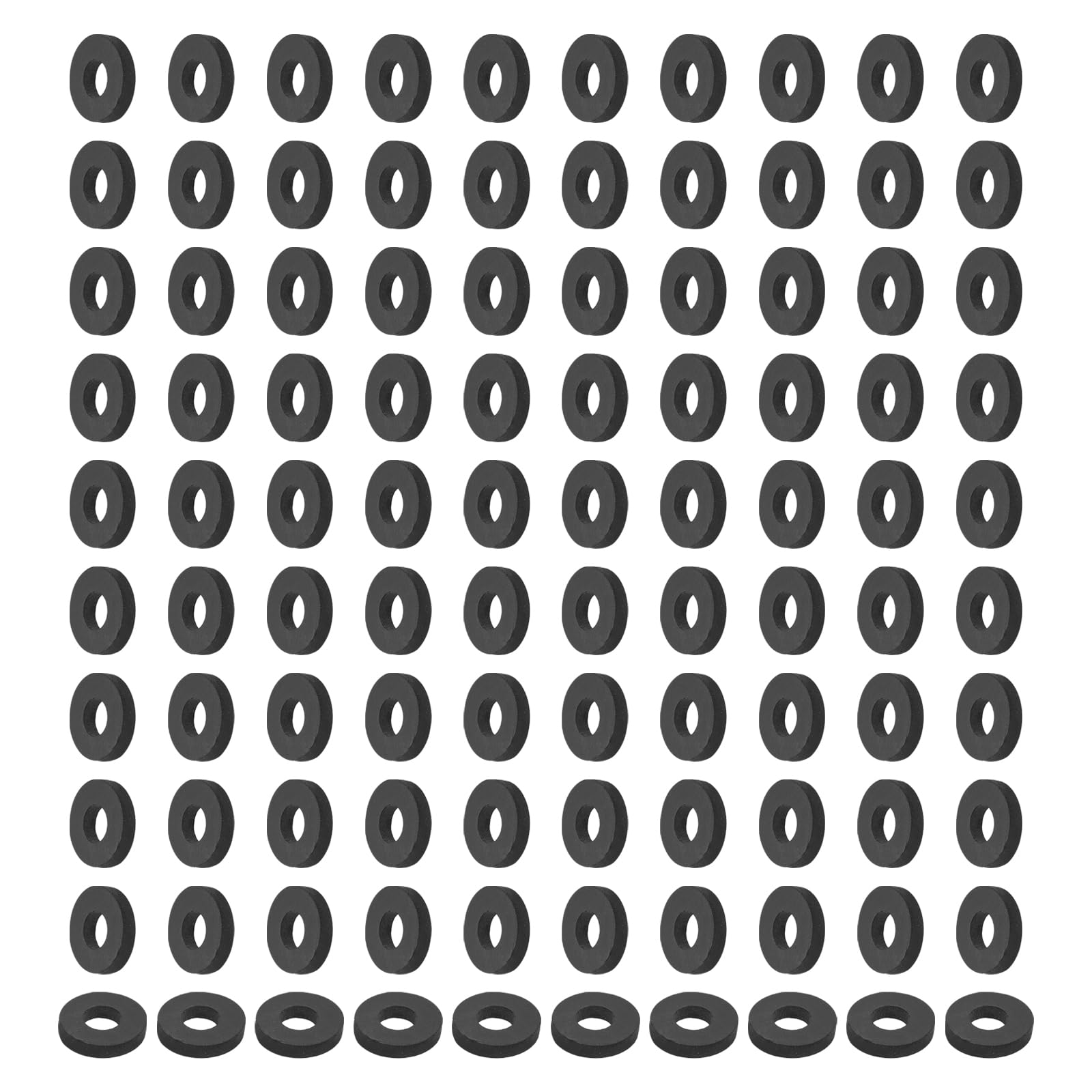PATIKIL 100 Pcs Flat Rubber Washers 0.39" ID 0.98" OD 0.19" Thickness Sealing Rubber Spacer Gasket for Bolts Faucets Screws Hose Plumbing Black