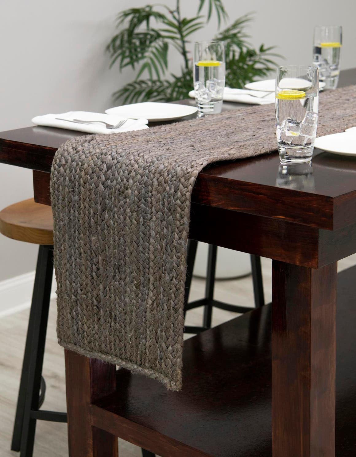 Lot de 2 chemins de table en jute gris - 35,6 x 335,3 cm - Décoration de table de salle à manger, cuisine, table basse - Décoration de style rustique bohème