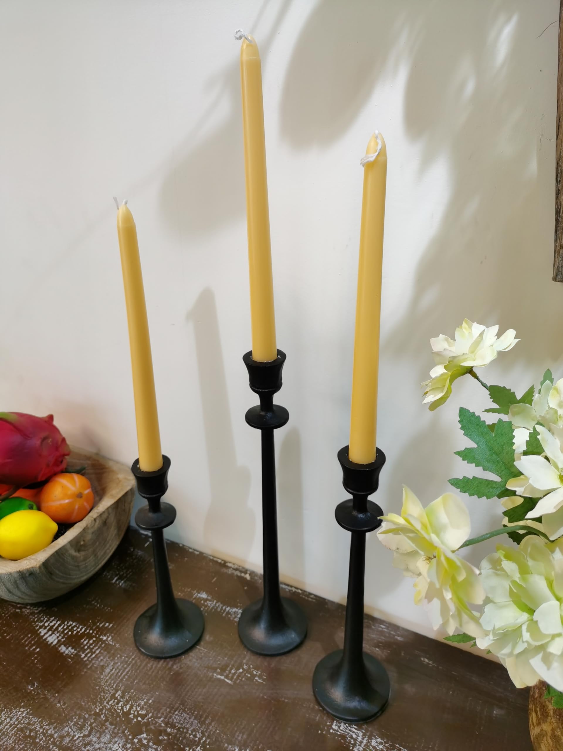 Kerzenhalter aus Eisen, 3 Stück, dekorativer Kerzenständer, Kerzenhalter für Hochzeit, Abendessen, Party, Schwarz