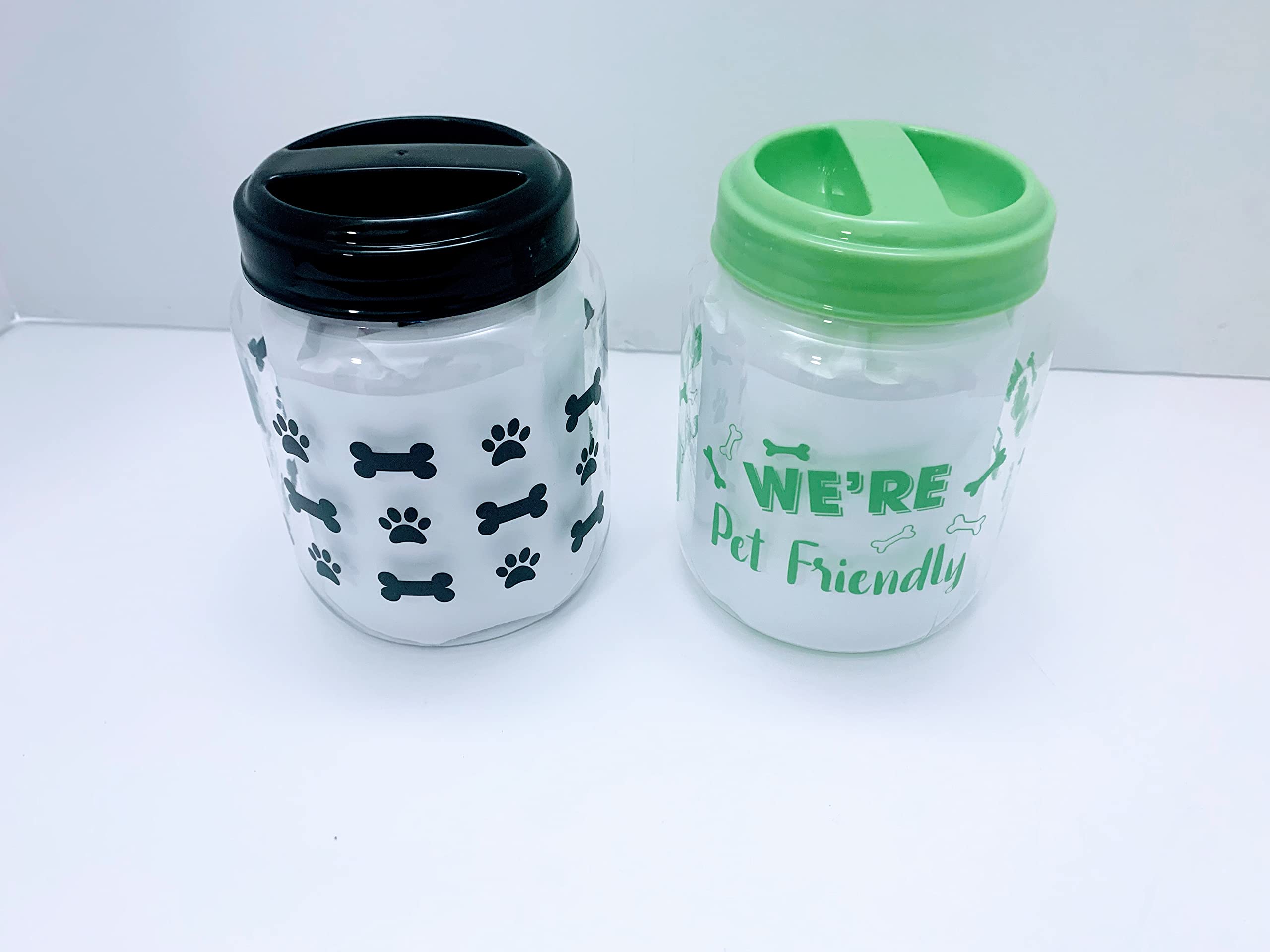 momentum Brands HT Pet BPA-Free Plastic Airtight Pet Treat & Food Storage Containers Canisters, Pet Food Storage Jars, Green, Pink,Red and BlackPrint 35.5 Oz. (Set of 2) (Green and Black)