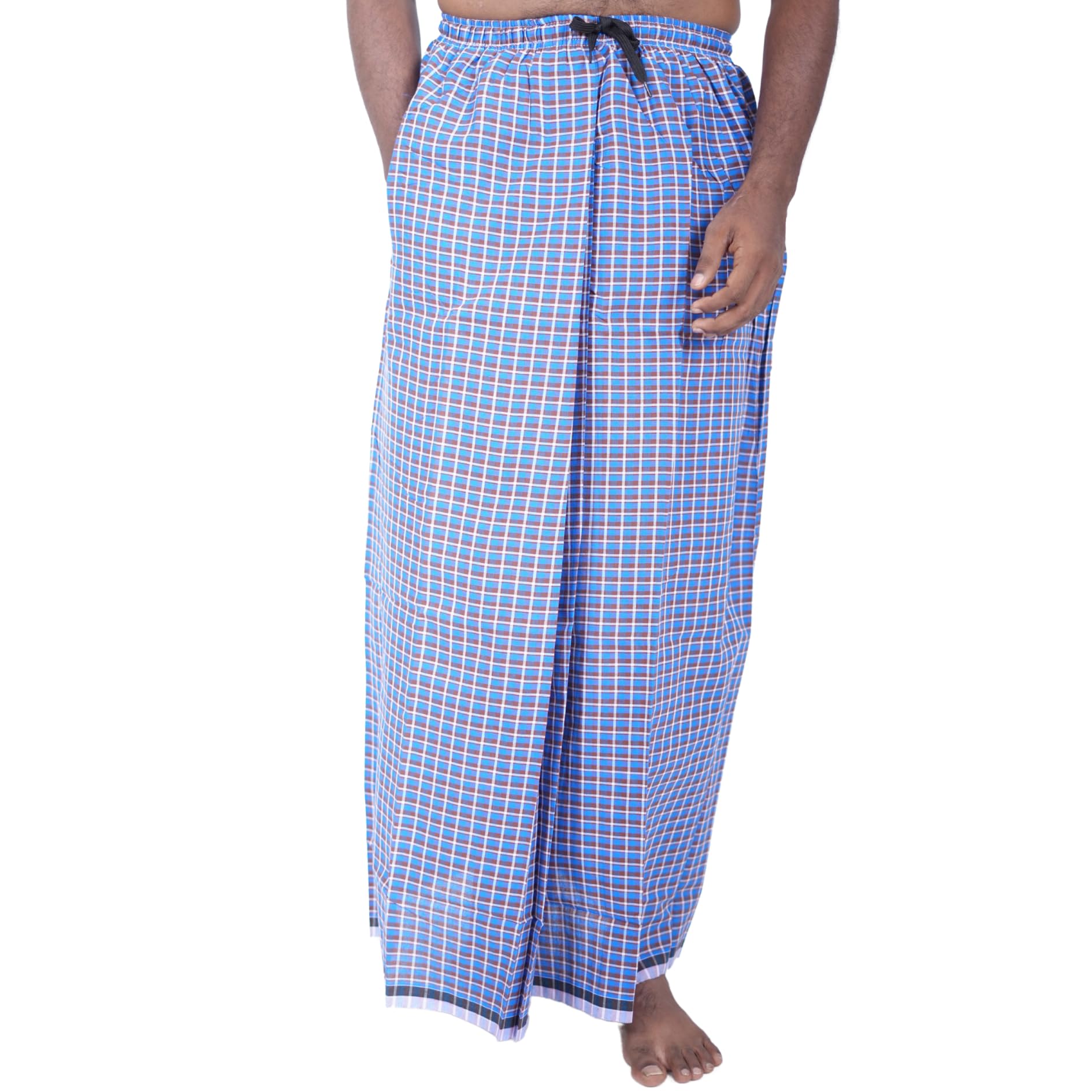 ELASTIC PREMIUM COTTON LUNGI WITH SIDE POCKET | SOFT BREATHABLE CHECKED LUNGI FOR MEN-image-20