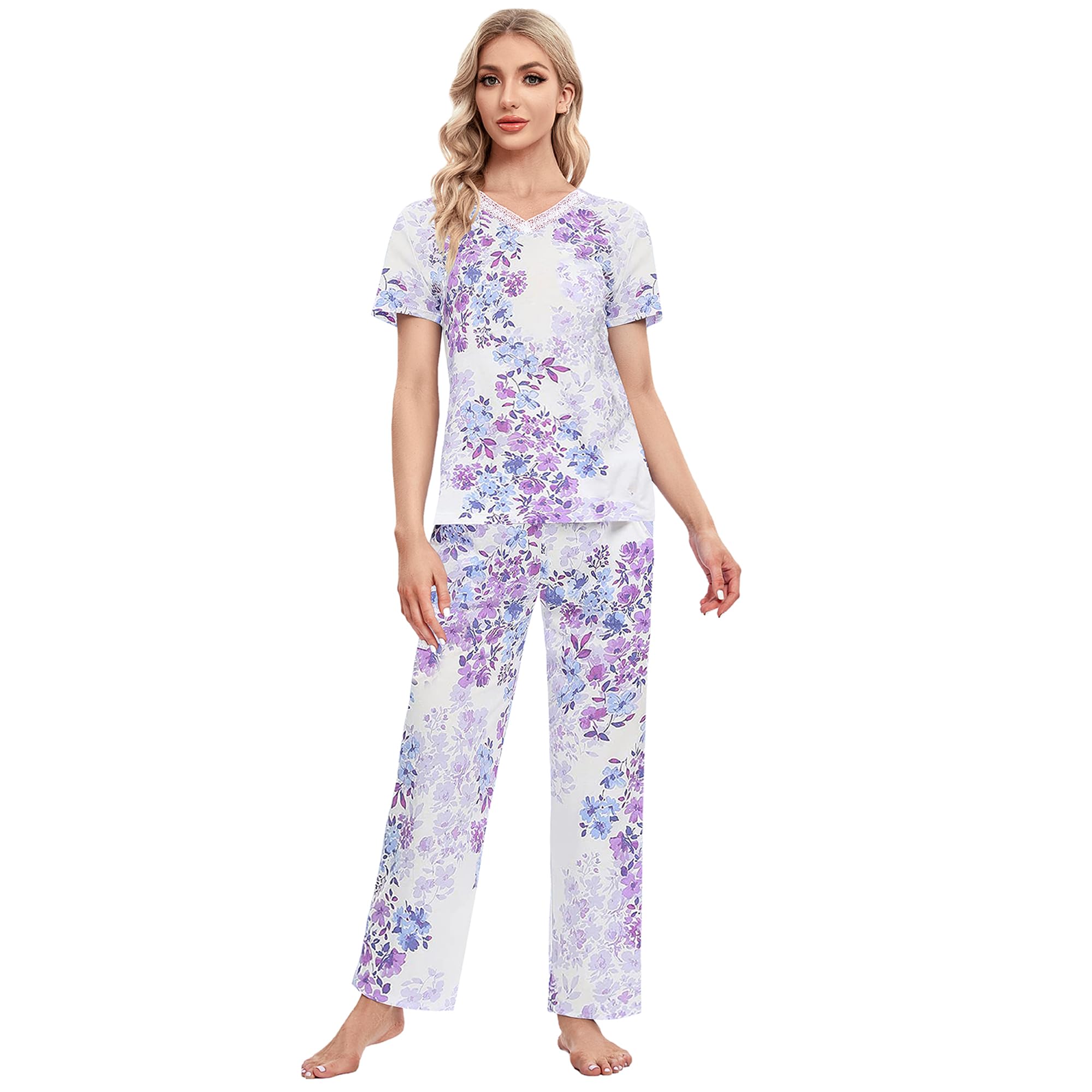IZZY TOBY Cotton Pajama Sets Soft Sleepwear Pjs Set for Women