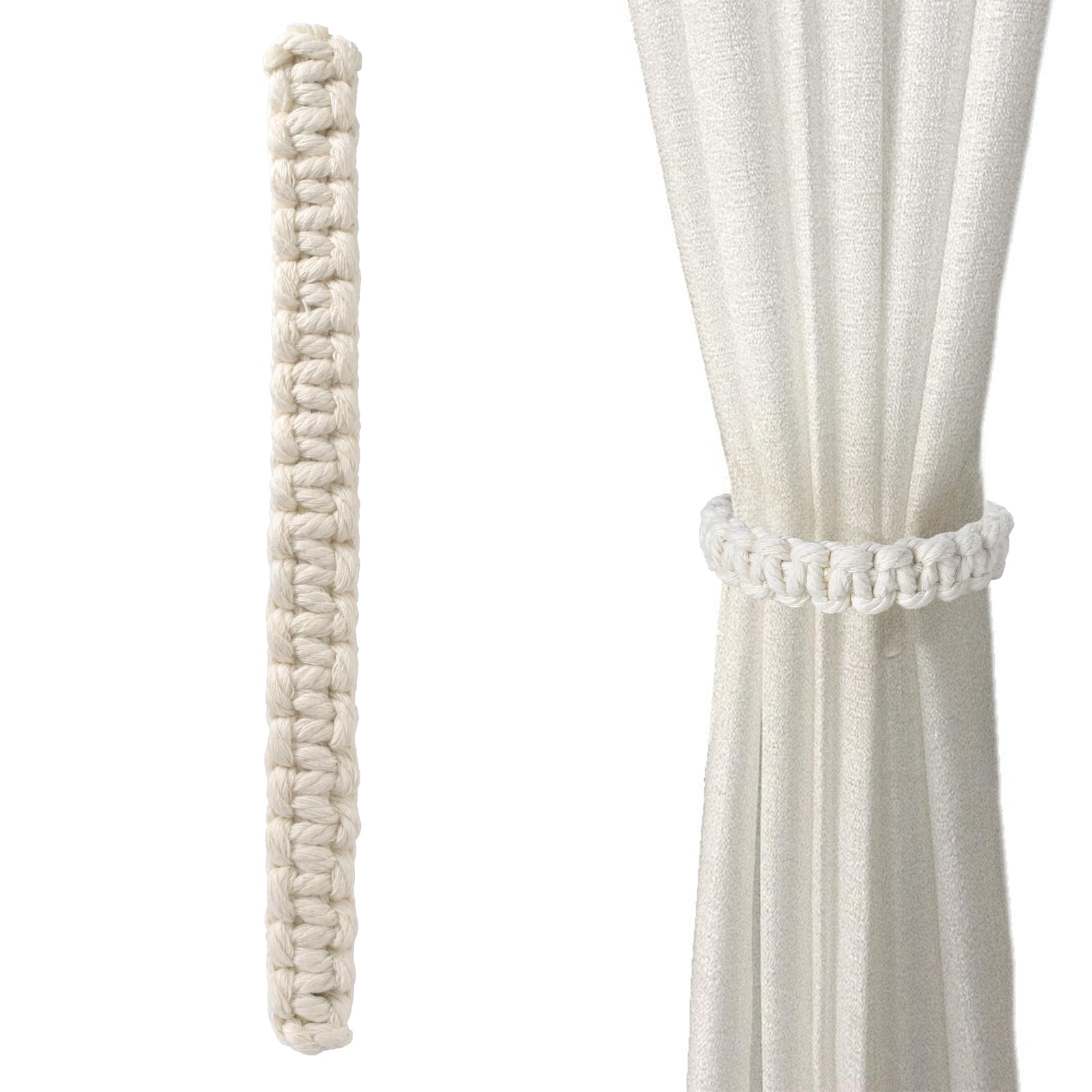 INCNMAD Fermatenda Magnetiche 4 Pezzi Calamite per Tende con Perle, Ferma Tenda per Interni Stile Moderno, per Decorazione della Casa, Ufficio, Hotel ( Bianco