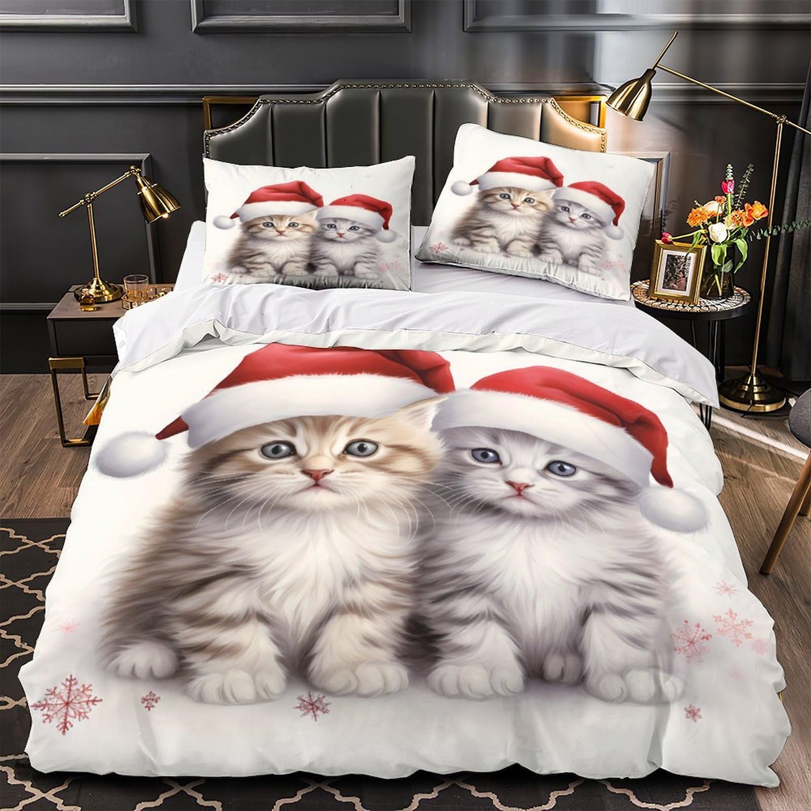 Housse de couette Noël grand confort en microfibre résistante imprimée 3D 260x220