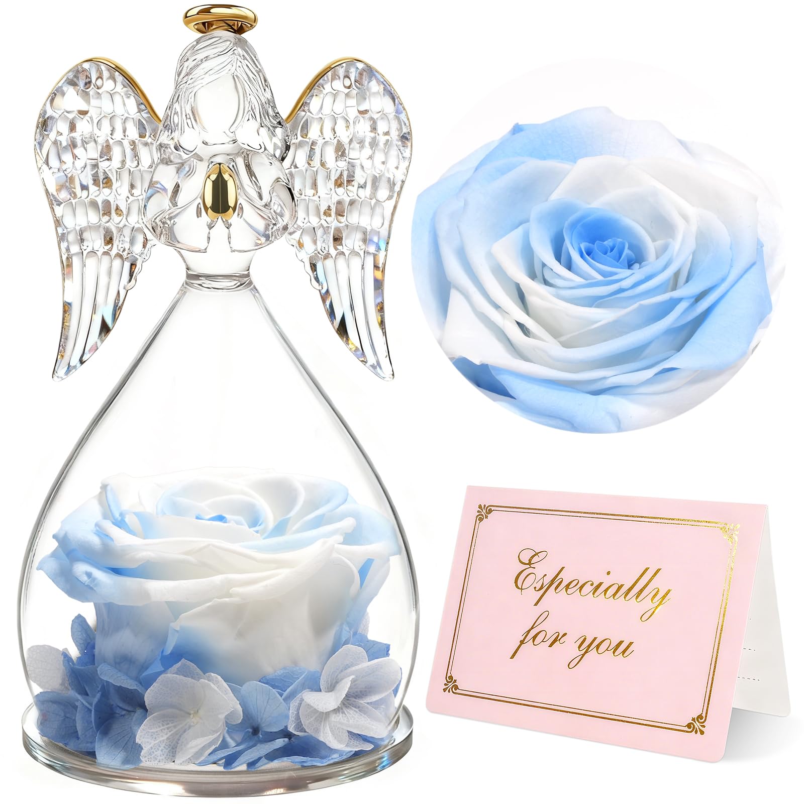 Yamonic Frauen,Ewige Rose Engel Geschenk für Mama,Ewige Rose im Glas Oma Geschenke,Valentinstagsgeschenk für Sie,Geburtstagsgeschenk für Frauen, Geschenk zum Muttertag