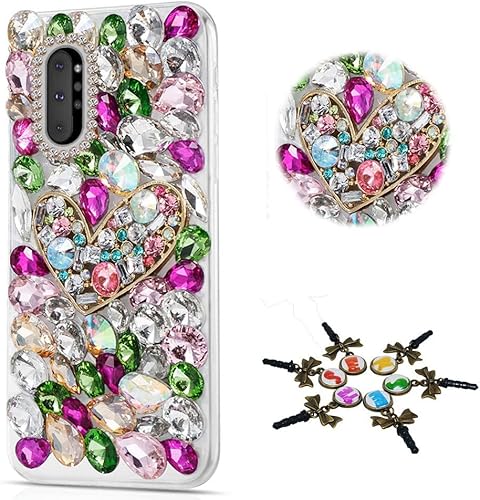 Miniatura 5 de STENES Sparkle - Funda compatible con Samsung Galaxy Note 10, elegante funda 3D hecha a mano con diseño de diamantes de imitación, diseño de Flores