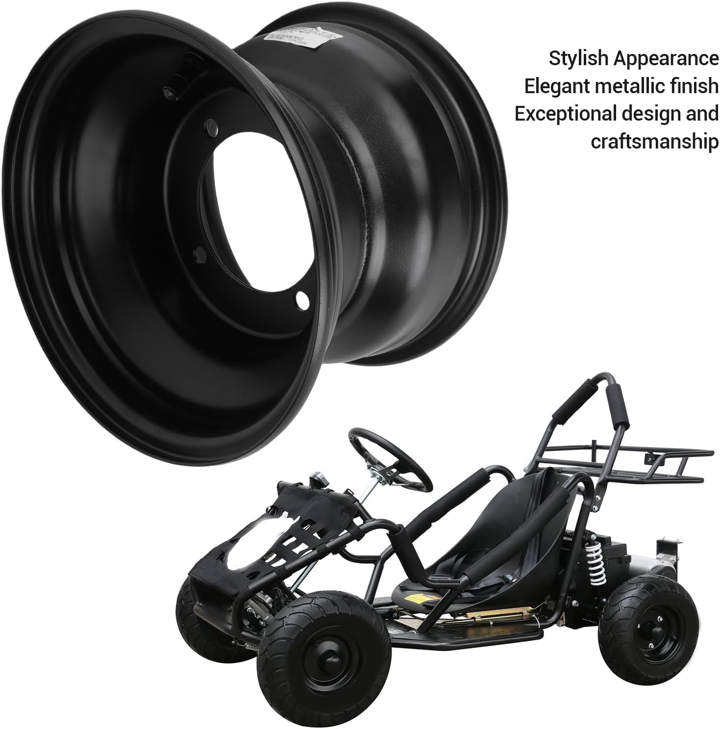 SIXRUN 18 X 9.50 8 Go Kart Wheel Rim, Aluminum Alloy Atv Wheel Rim For Atvs Quad Bikes Off Road Vehicles Fit For Most Atvs Golfing Carts (4 Hole)