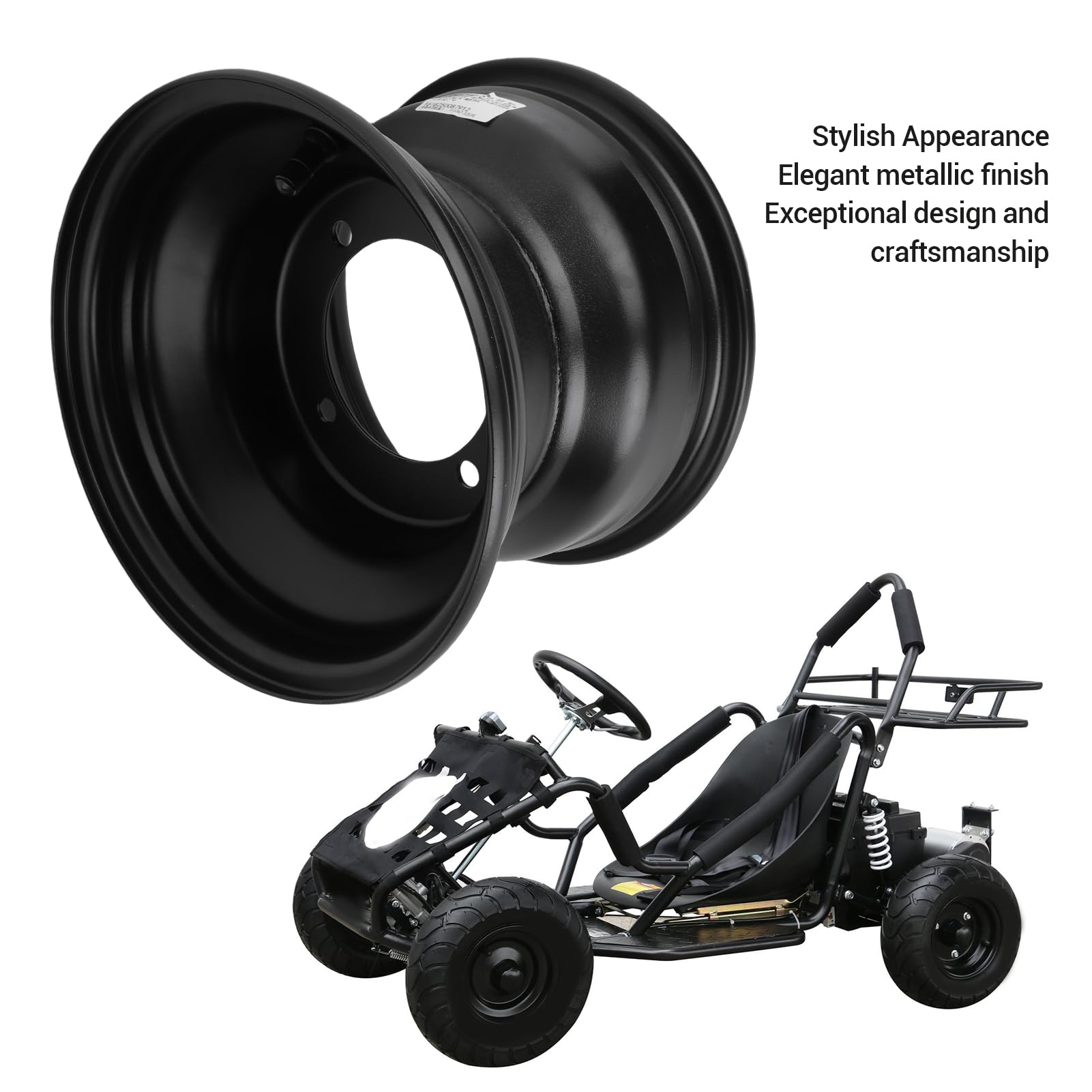 Cerchione ATV da 8 Pollici, in Metallo Ad Alta Resistenza per Cerchione da 8 Go Kart 18X9.50, per ATV Go Kart Carrelli da Veicoli Fuoristrada (4 fori)