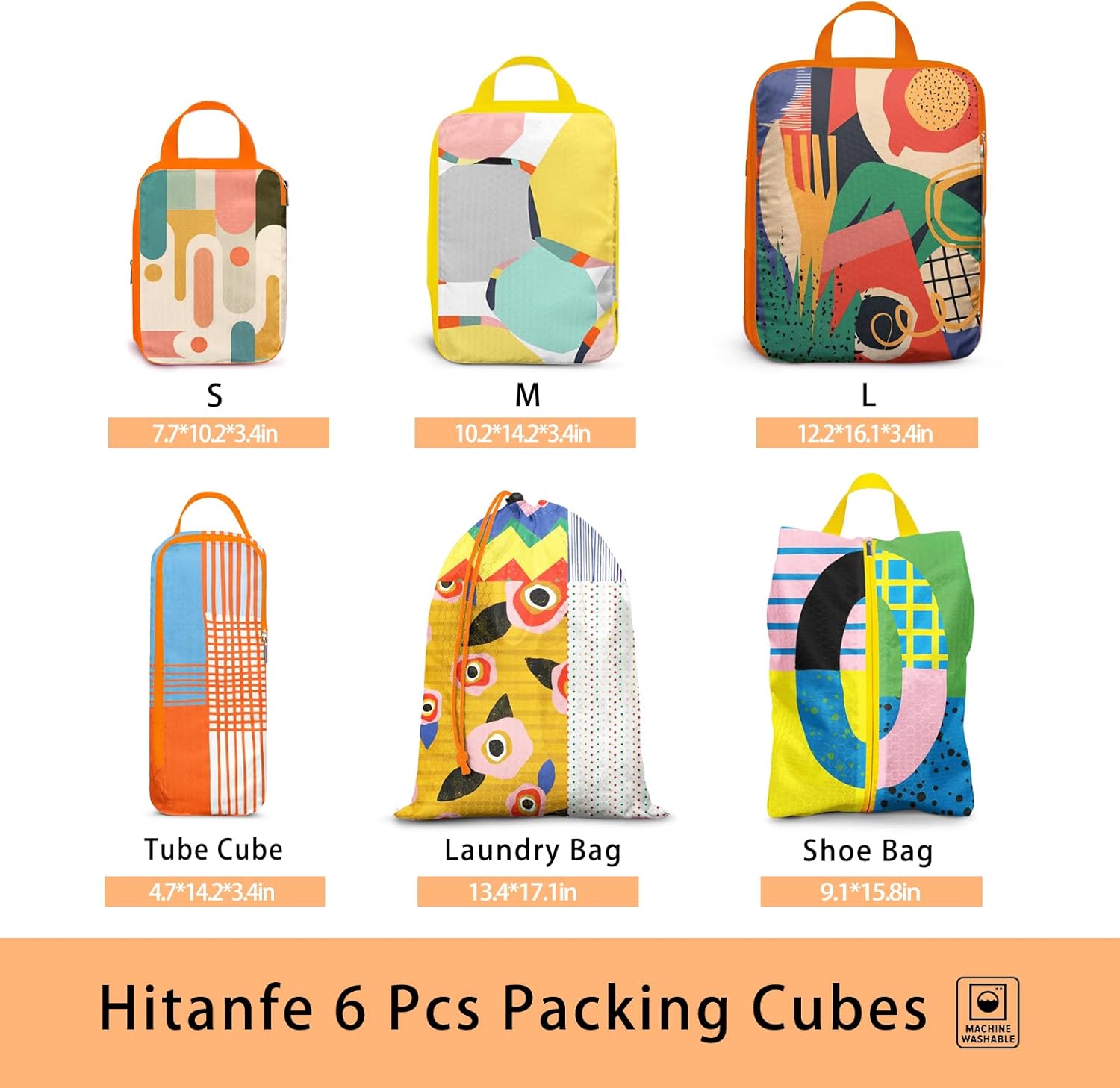 6 Pcs Compression Packing Cubes for Travel, Waterproof Luggage Organizer Washable Storage Bags Set - Packaging Cubes for Backpack Travel and Carry-Ons - Image 4