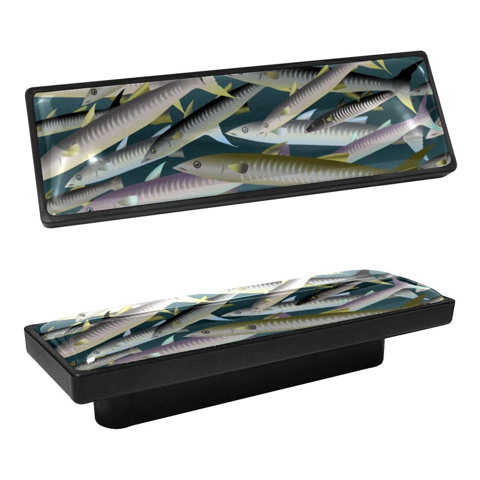 Boutons et poignées de tiroir noires motif poisson haut de gamme pour buffet et placard