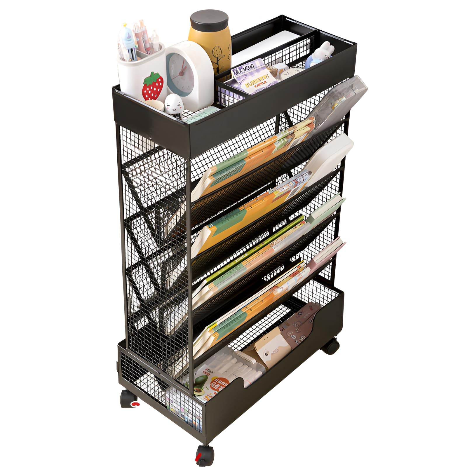 Amazon.co.jp: [Lubiling]スリム本棚 マガジンラック 可動式 収納棚 6