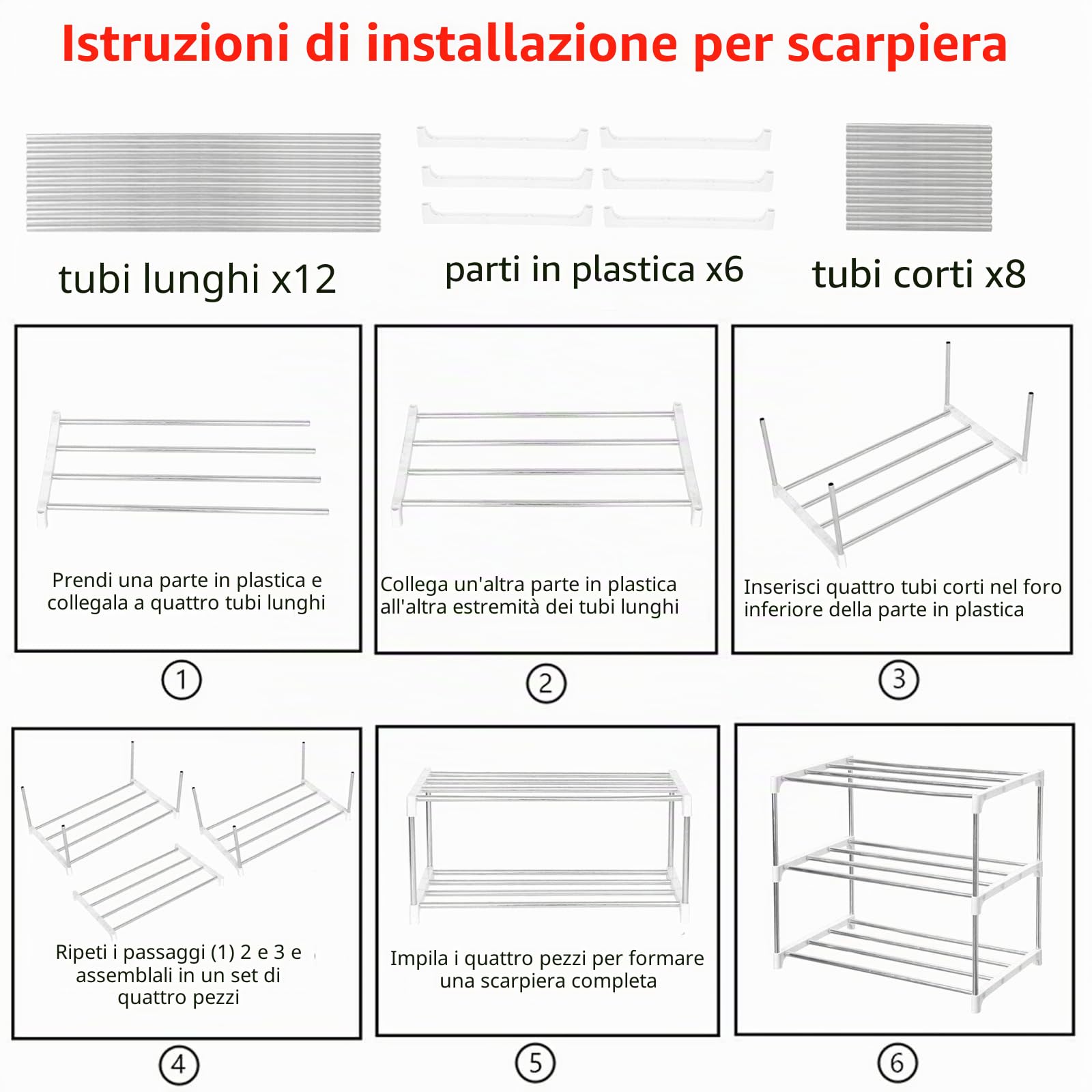 Jucaifu Scarpiera piccola impilabile, ideale per ingresso, corridoio e ripostiglio, per migliorare l'organizzazione e lo spazio disponibile (3 ripiani, bianco)