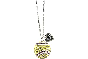 Personalized Softball Crystal Silver Necklace for Girls
