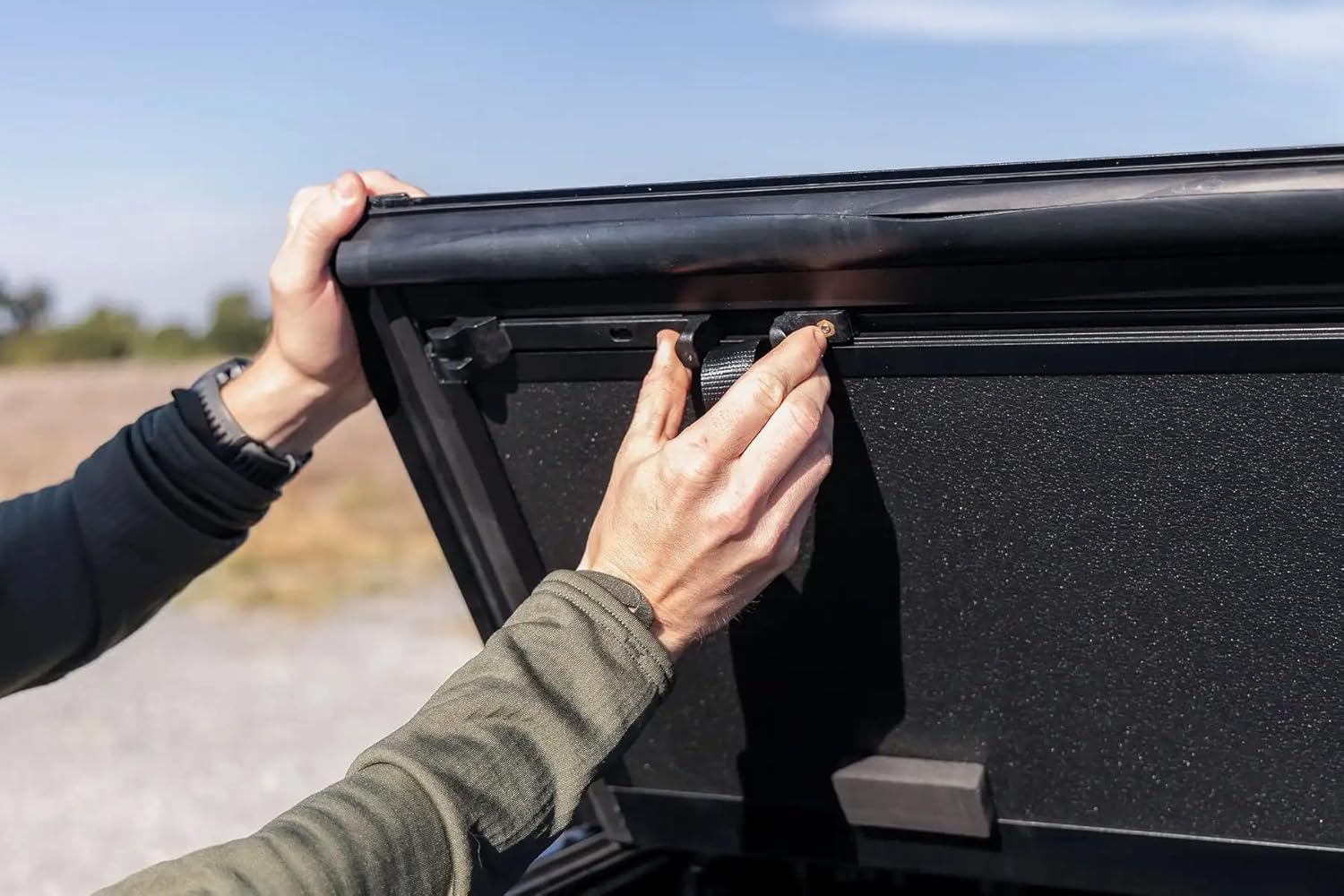 Rough Country Hard Tri-Fold Flip Up Truck Bed Cover for Chevy Colorado & GMC Canyon (2015-2024) - Fits 6' Bed, All-Weather, Flush Aluminum Panels