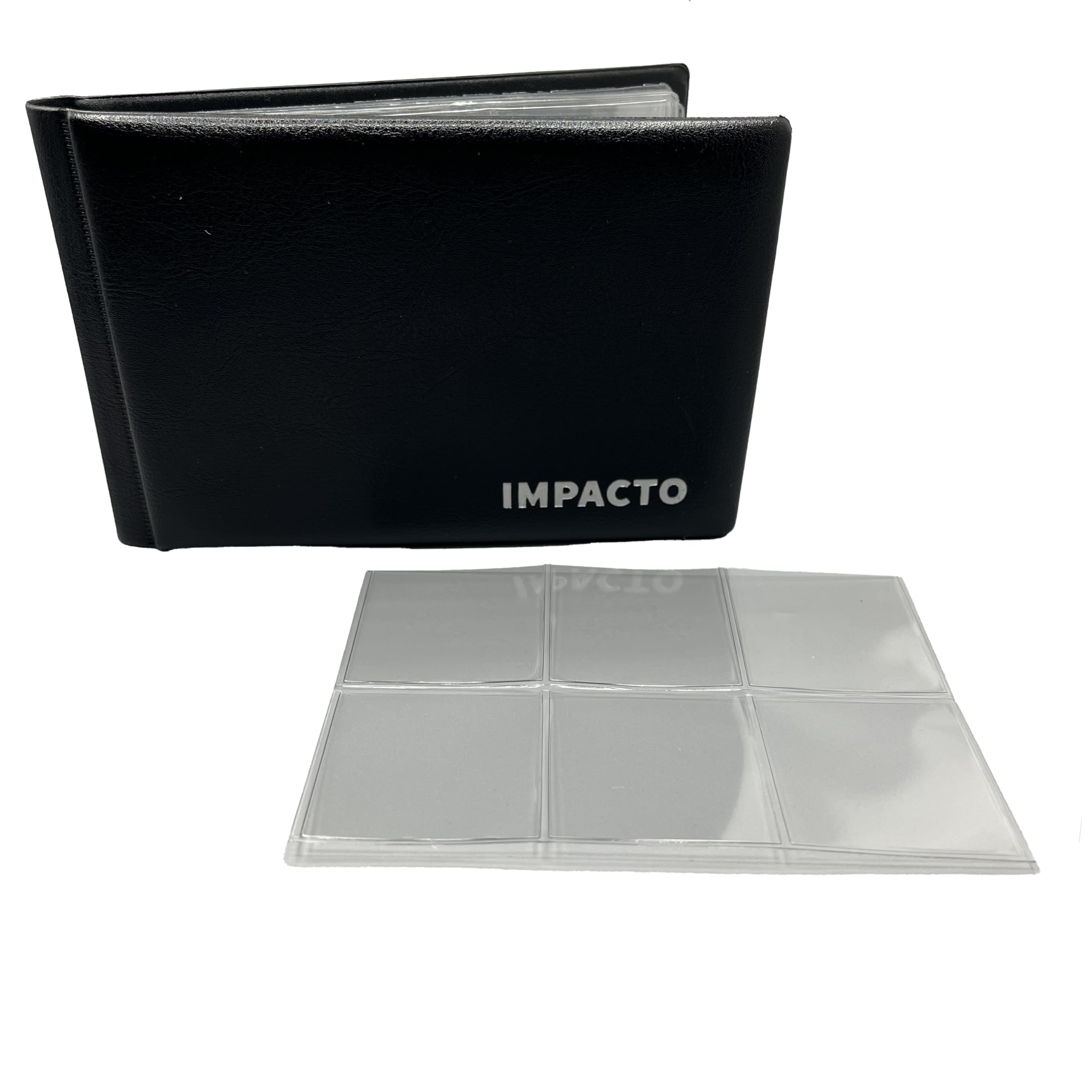 IMPACTO Collectibles – World Coin Album | 48 Slots Across 8 Durable Rigid Plastic Pages | Premium Synthetic Leather Cover with Embossed Logo – Black