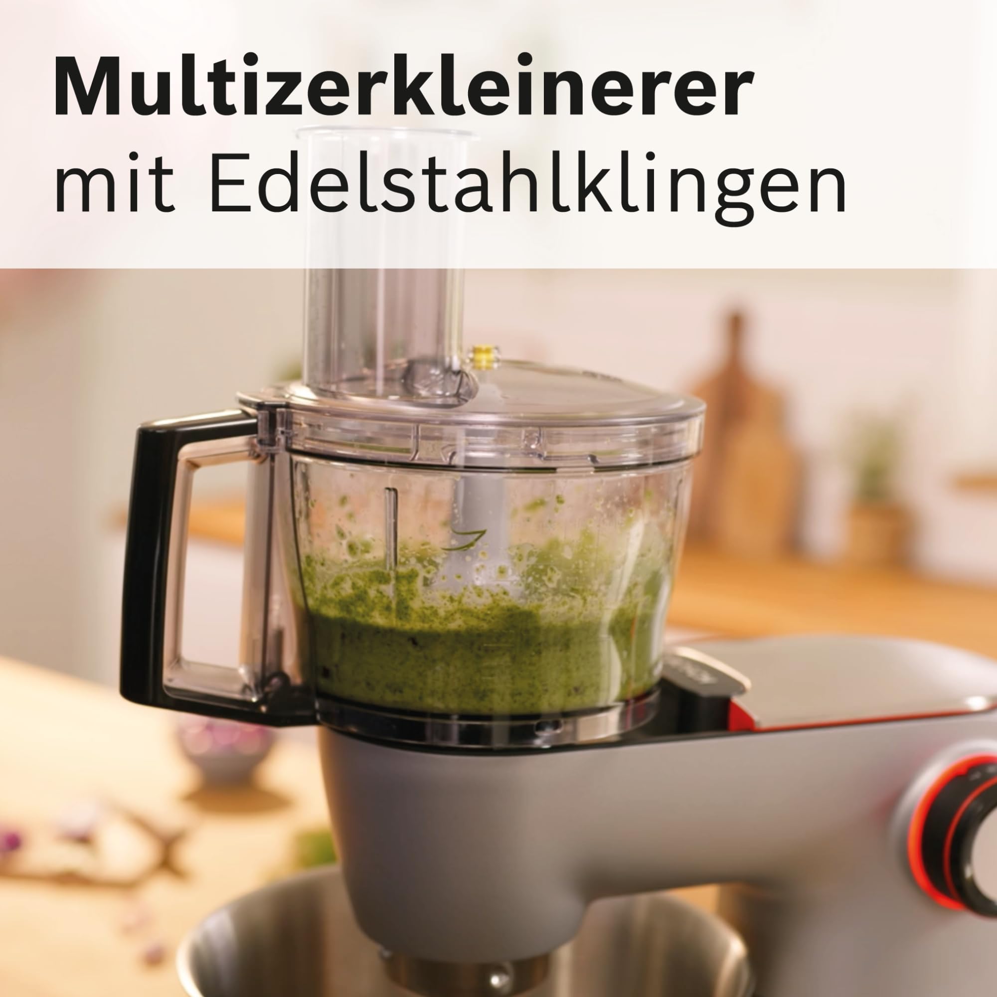 Bosch Zubehör-Set VeggieLove Plus MUZ9VLP1, Multimixer, drei Scheiben (Schneidwendescheibe, Raspelwendescheibe, Reibscheibe mittelfein), Hackmesser, Zitruspresse, für Küchenmaschine Serie 8, OptiMUM