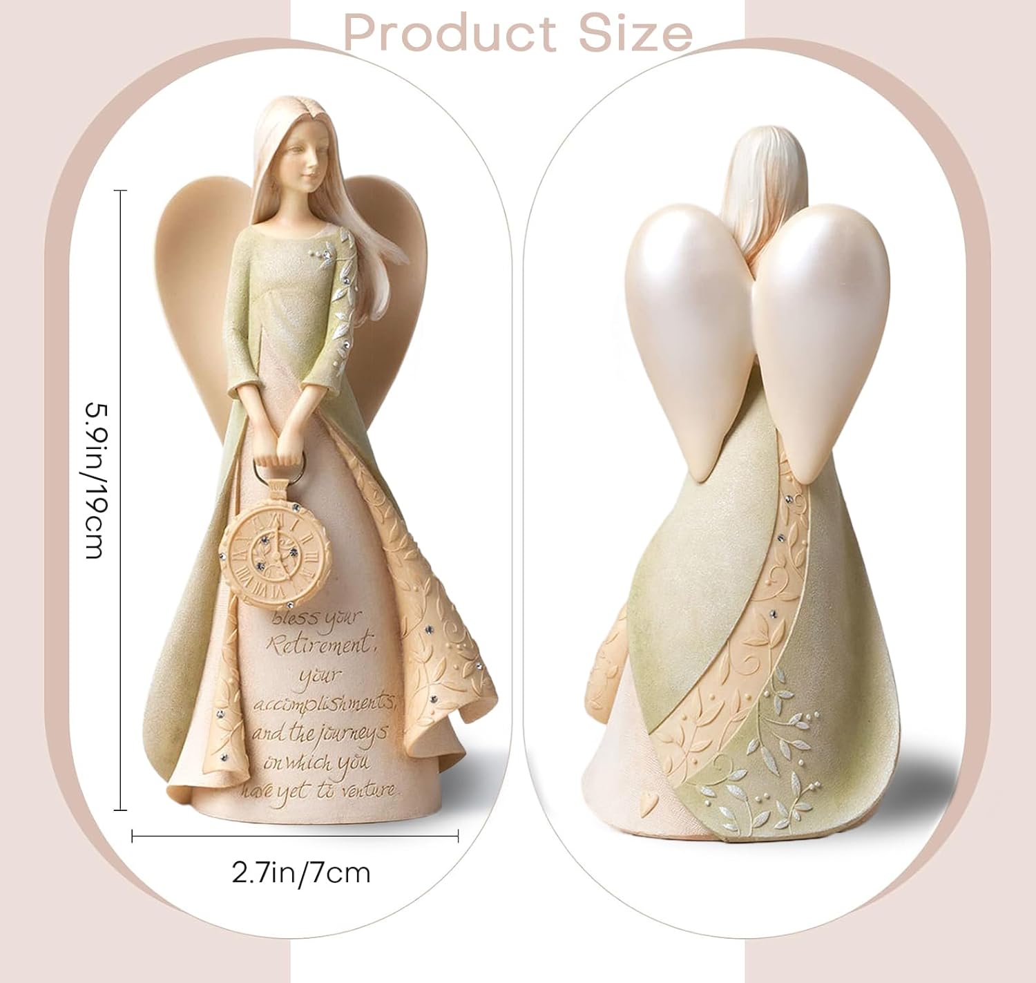 Retirement Gifts for Women - 6.5" Elegant Retirement Angel Figurine Set, Ideal for Coworkers, Teacher, Nurse & Friends | Angel Figurines for Women, Retirement Party Decorations - Image 3
