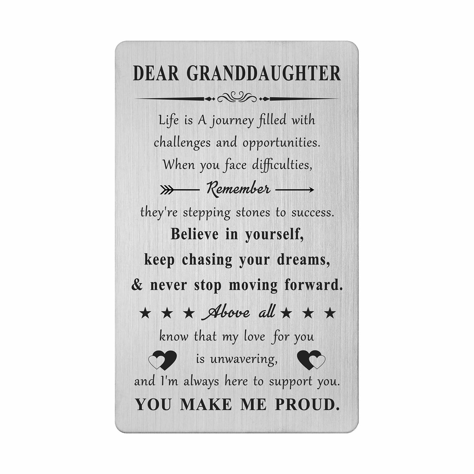 Gifts for Granddaughter - Laser Engraved Granddaughter Wallet Card