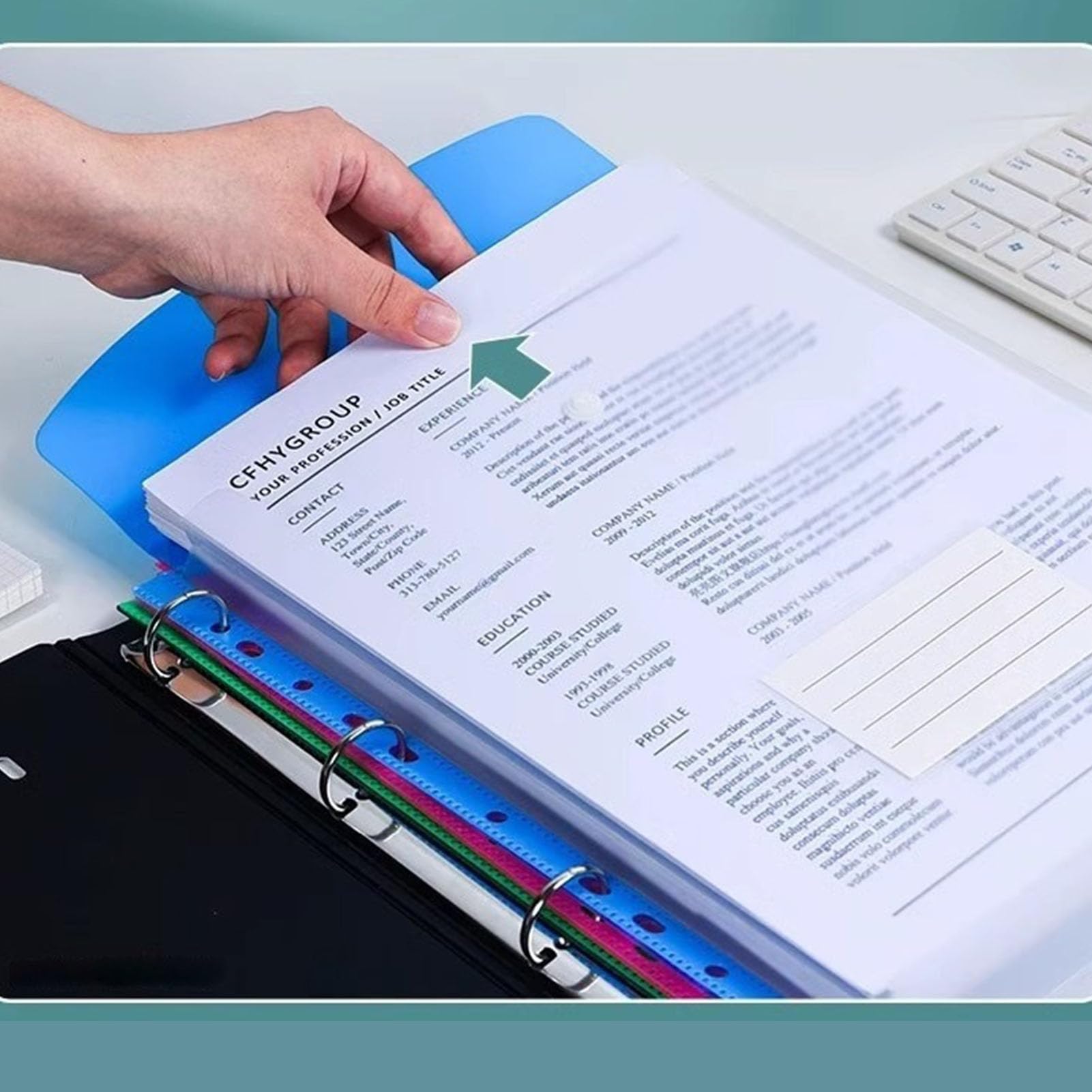 Confezione da 30 Portadocumenti Verticali A4 in plastica, Tasche espandibili con Foro e Bottone - Cartelle Resistenti per Scuola, Ufficio, casa e Viaggio