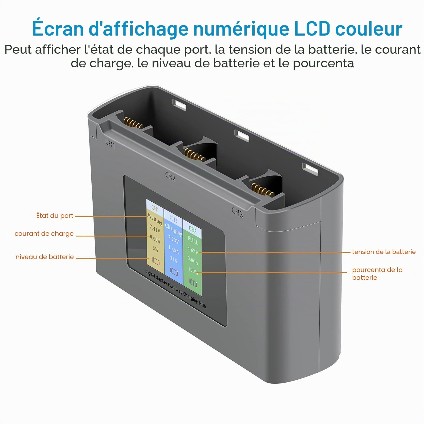 LCD Chargeur de Batterie pour DJI Mini 4K,2,Mini 2 SE Drone,Station de Recharge bidirectionnelle Hub Accessoires