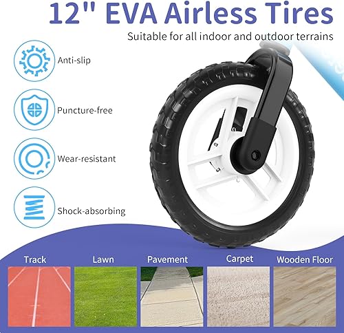 Miniatura 4 de BELEEV Bicicleta de equilibrio C2 para niños de 2 a 5 años con ruedas iluminadas LED, asiento ajustable, manillar y reposapiés, bicicleta de