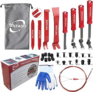 Auto Trim Removal Tool Set, Wetado 80 Pcs Car Fastener Terminal Remover Tool Kit, Upgraded Car Panel Door Audio Stereo Trim Removal Tool Kit, Auto Clip Pliers Plastic Pry Tool Set with Storage Bag