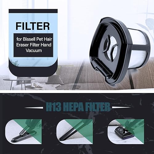 Miniatura 5 de 2579 Filtros de repuesto al vacío compatibles con el borrador de pelo de mascotas Bissell 2390A 2389 y AutoMate 2284W aspiradora de mano inalámbrica