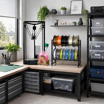 3D Printer Filament Storage Rack,2-Tier Desktop Metal Spool Holder