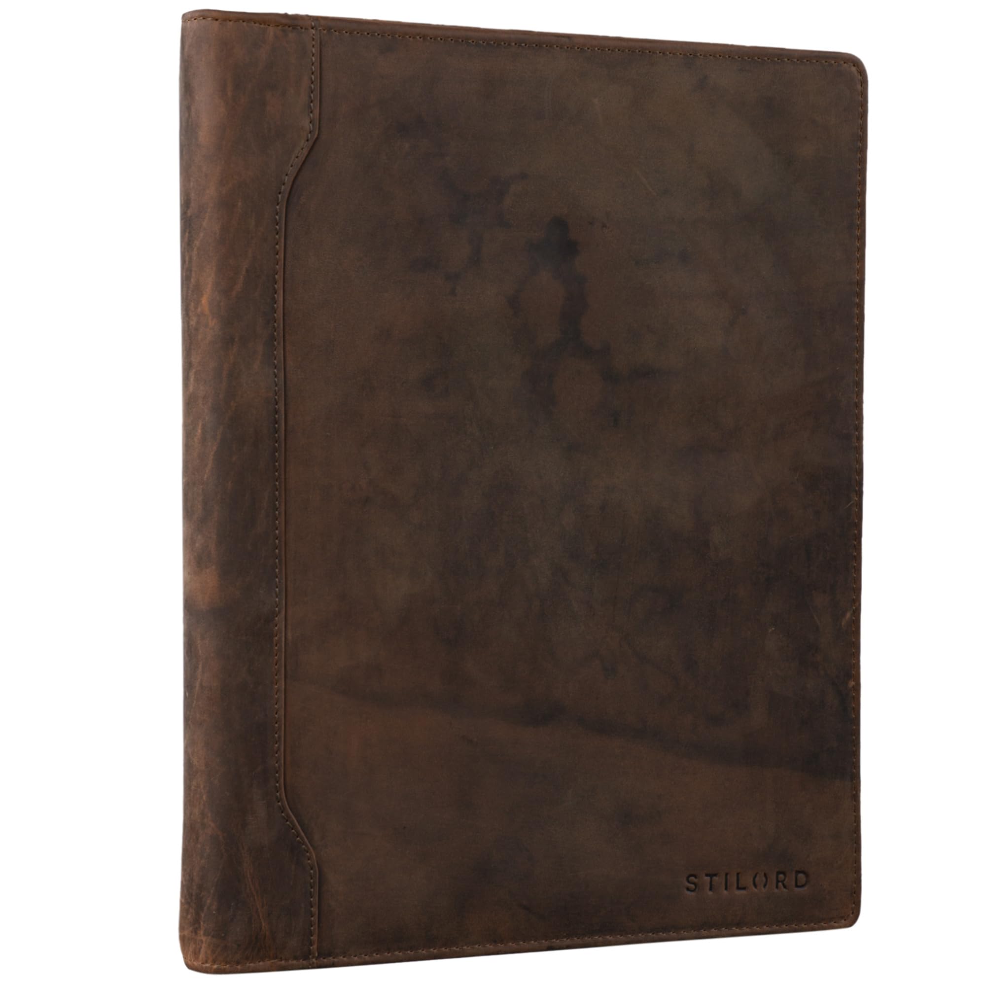 STILORD Arvid lederen conferentiemap vintage documentenmap A4 met ringmechaniek 13,3 inch schrijfmappen ringmap Kleur:donker - bruin