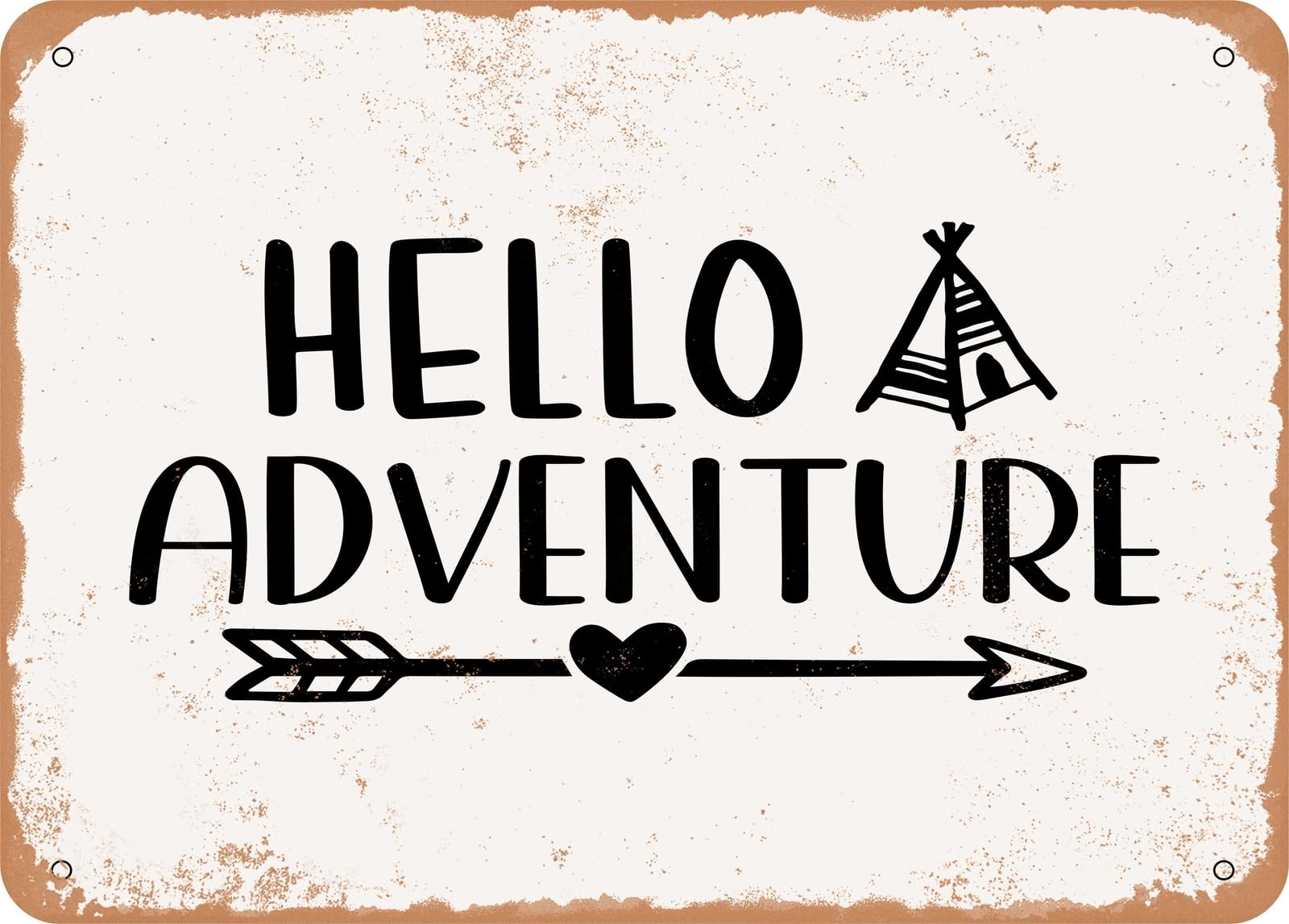 Miaomansenstore Metal Sign - Hello Adventure - Vintage Look Sign Home Decor