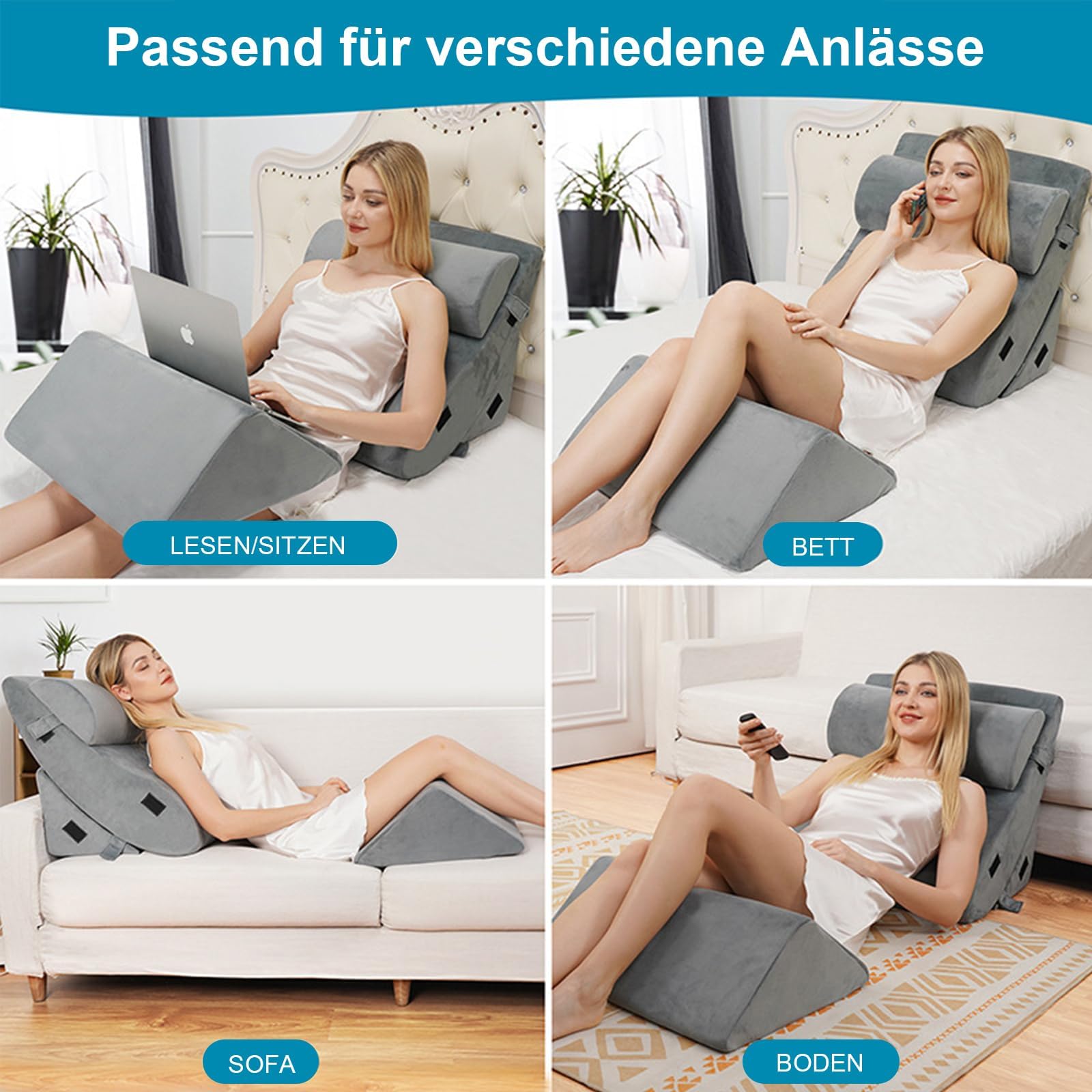 Set di 4 cuscini ortopedici per letto con sacchetti di stoccaggio e compressione, per alleviare dolori al collo, alla schiena e alle gambe dopo interventi chirurgici, contro russare e
