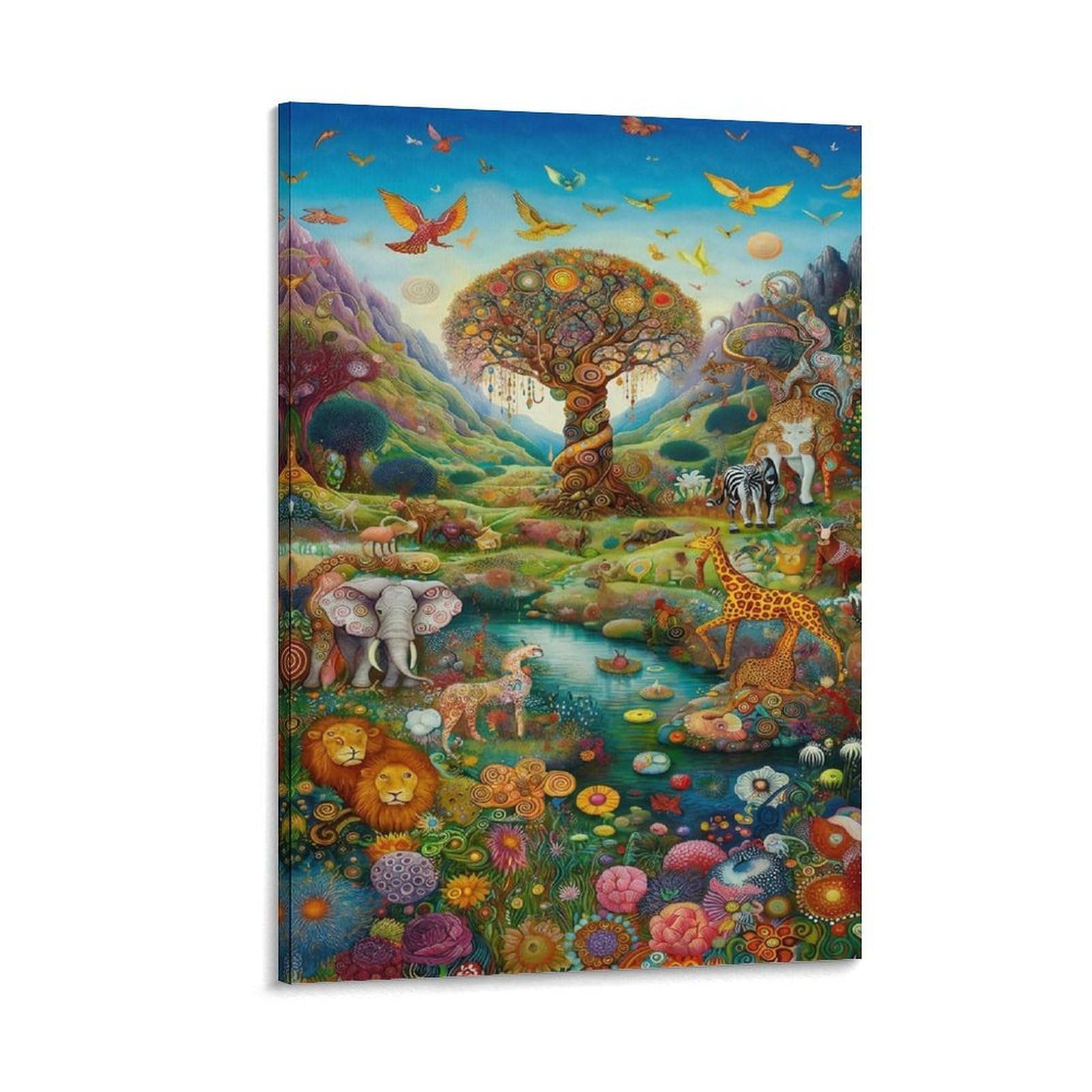DHBANEIOK Fantasy Animal Landscape Wall Decor Poster Giclee Canvas Prints Modern Wall Art Picture Wall Hanging for Bedroom Living Room Decor 20x30inch(50x75cm)