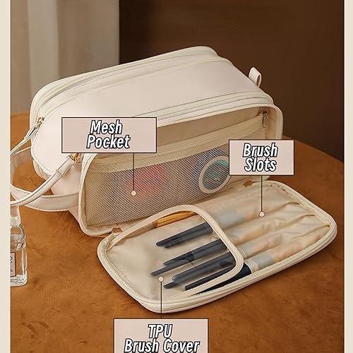 Miniatura 7 de Bolsa de maquillaje de viaje para mujer, bolsa grande para cosméticos para viajar, organizador de maquillaje de viaje impermeable, bolsa de aseo