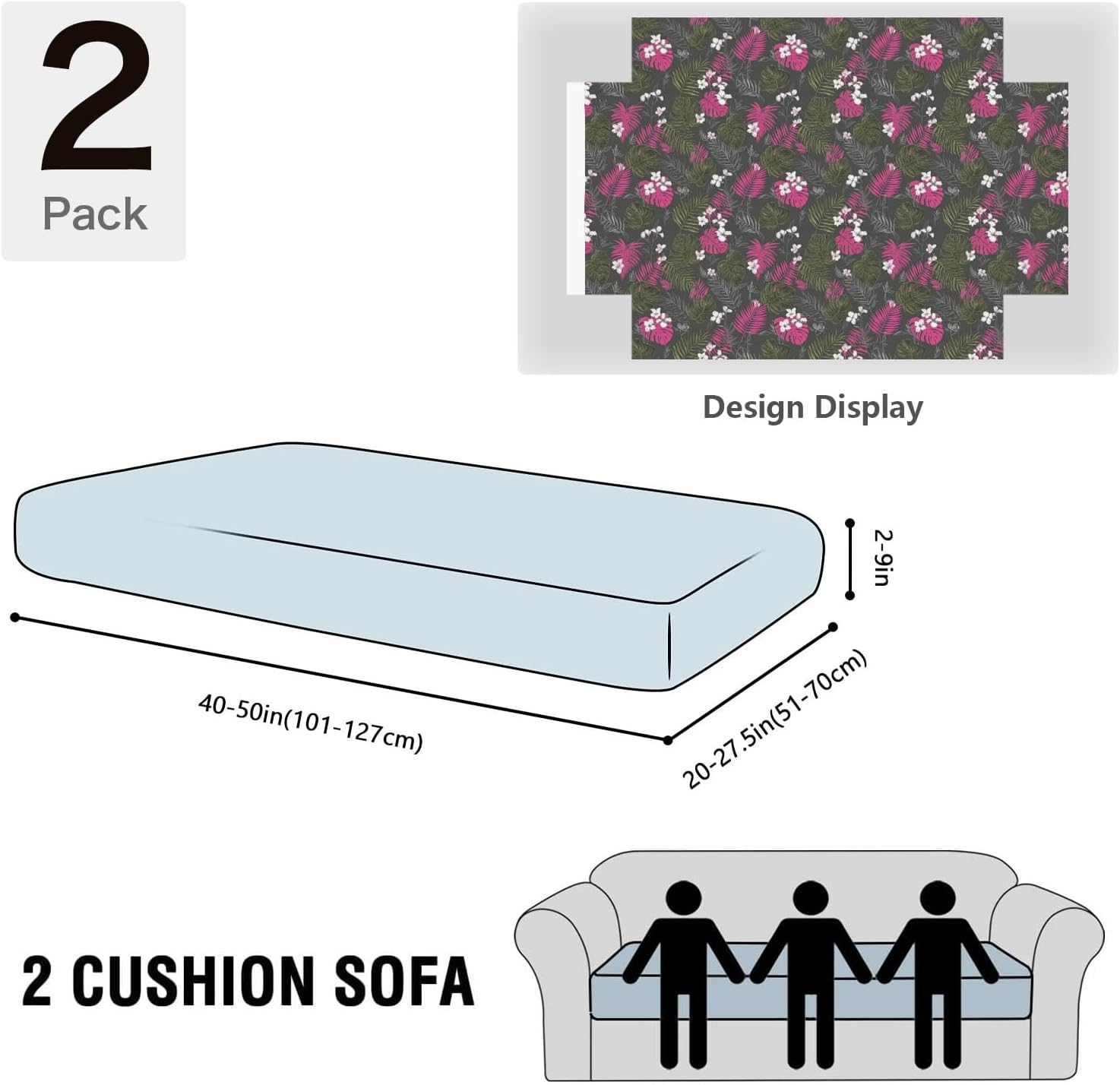 Tropical Night Motif Art Loveseat Covers Couch Covers for 2 Cushion Couch, 2-Piece Stretch Sofa Slipcovers Anti-Slip Washable Furniture Protectors for Dogs Pets