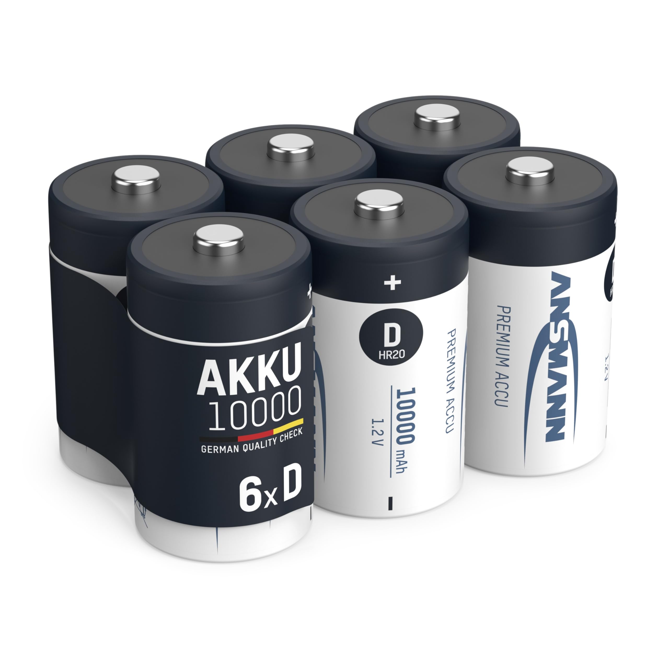 ANSMANN Mono D Akku Tipo 10.000mAh Batteria Ricaricabile ad Alta Capacita 6x Mono D HR20 | Batterie LR20 HR20 precaricate con tecnologia maxE, bassa autoscarica, ideale per torcia, radio e modellismo