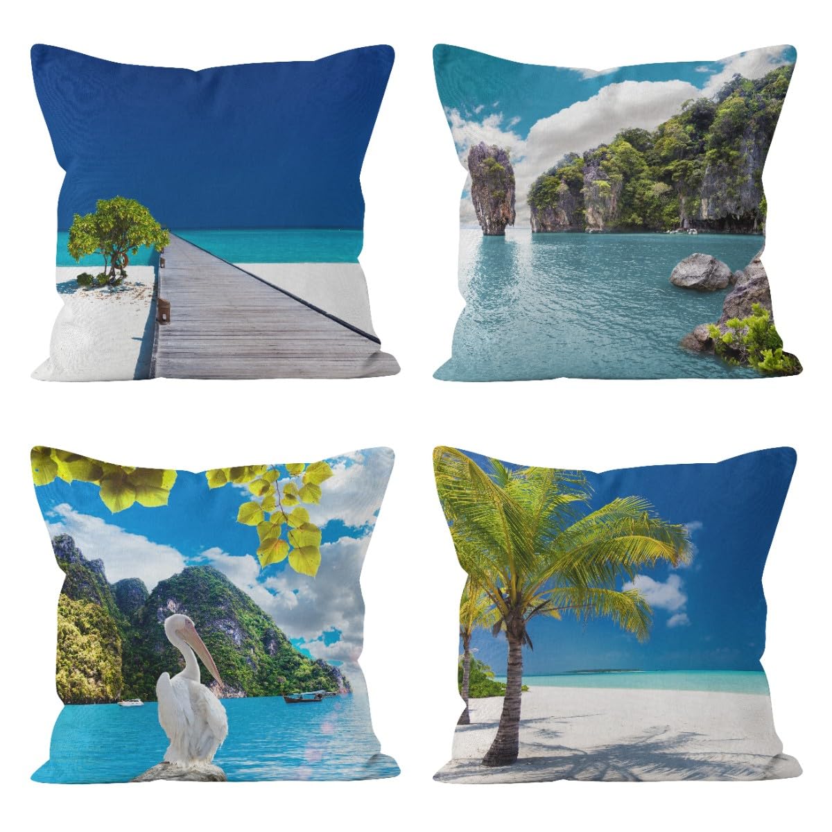 Housses de coussin en coton et lin CEVAN pour renover un canape use avec le style ocean