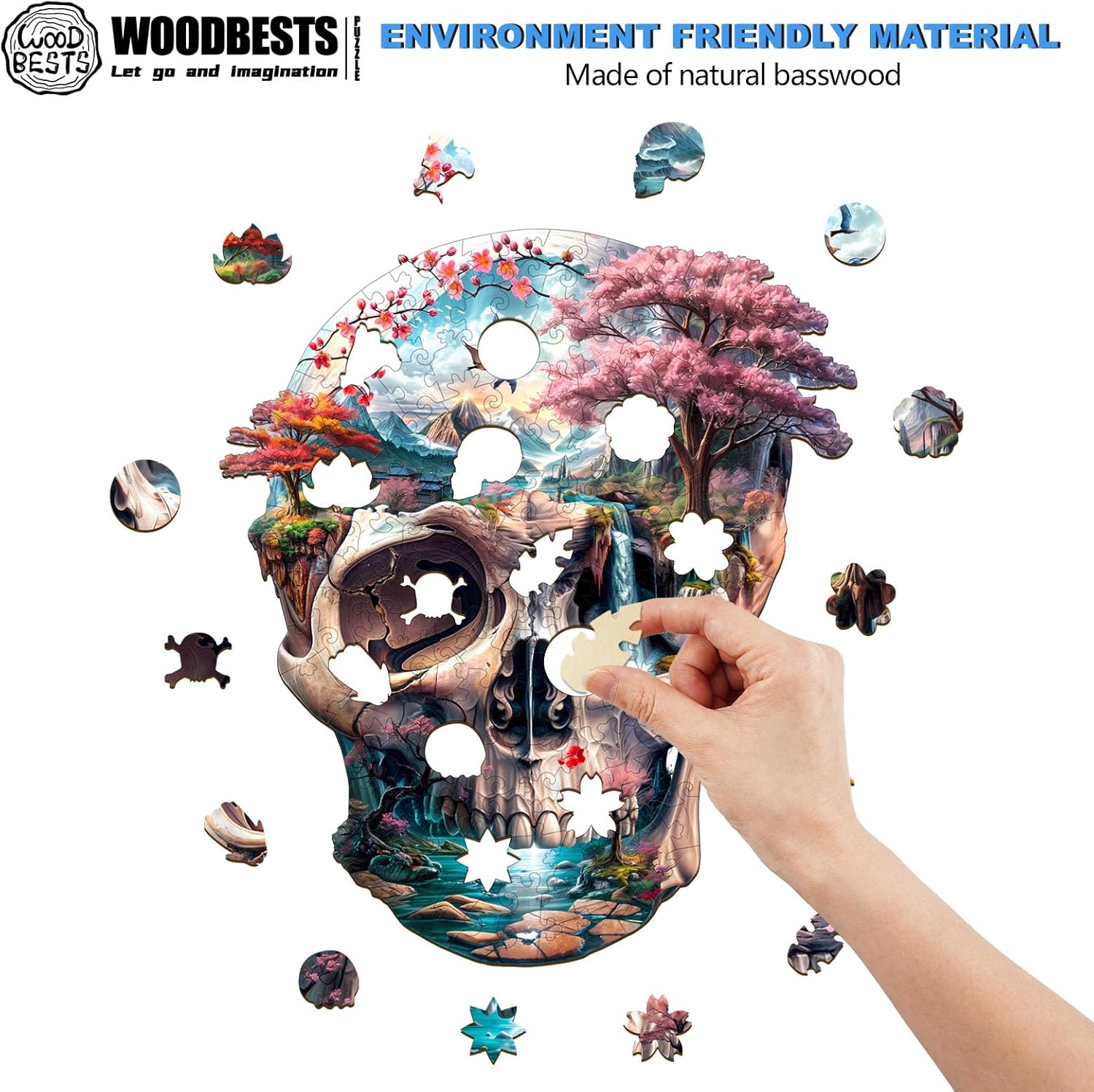 WOODBESTS Wooden Puzzles for Adults (150 Piece, M, 11.4 * 9.9in) Skull's Life Wood Puzzle Adult, Unique Wooden Animal Jigsaw Puzzles, Family Game and Birthday Gifts for Friend